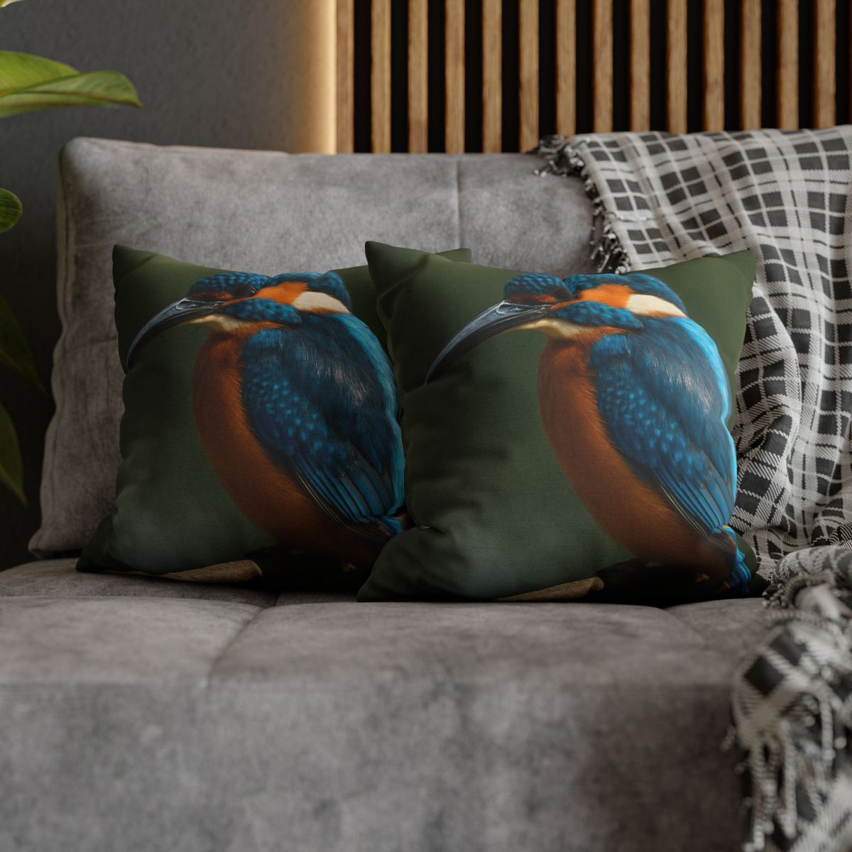 Azure Bolt Common Kingfisher designer print pillow cases