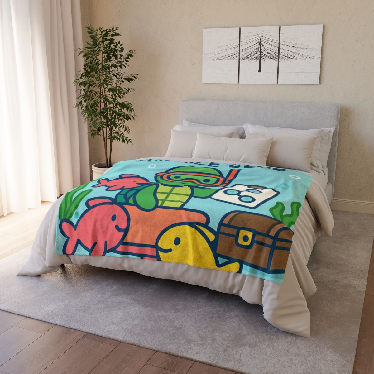 Coral Reef Science Club Turtle stylish throw blankets