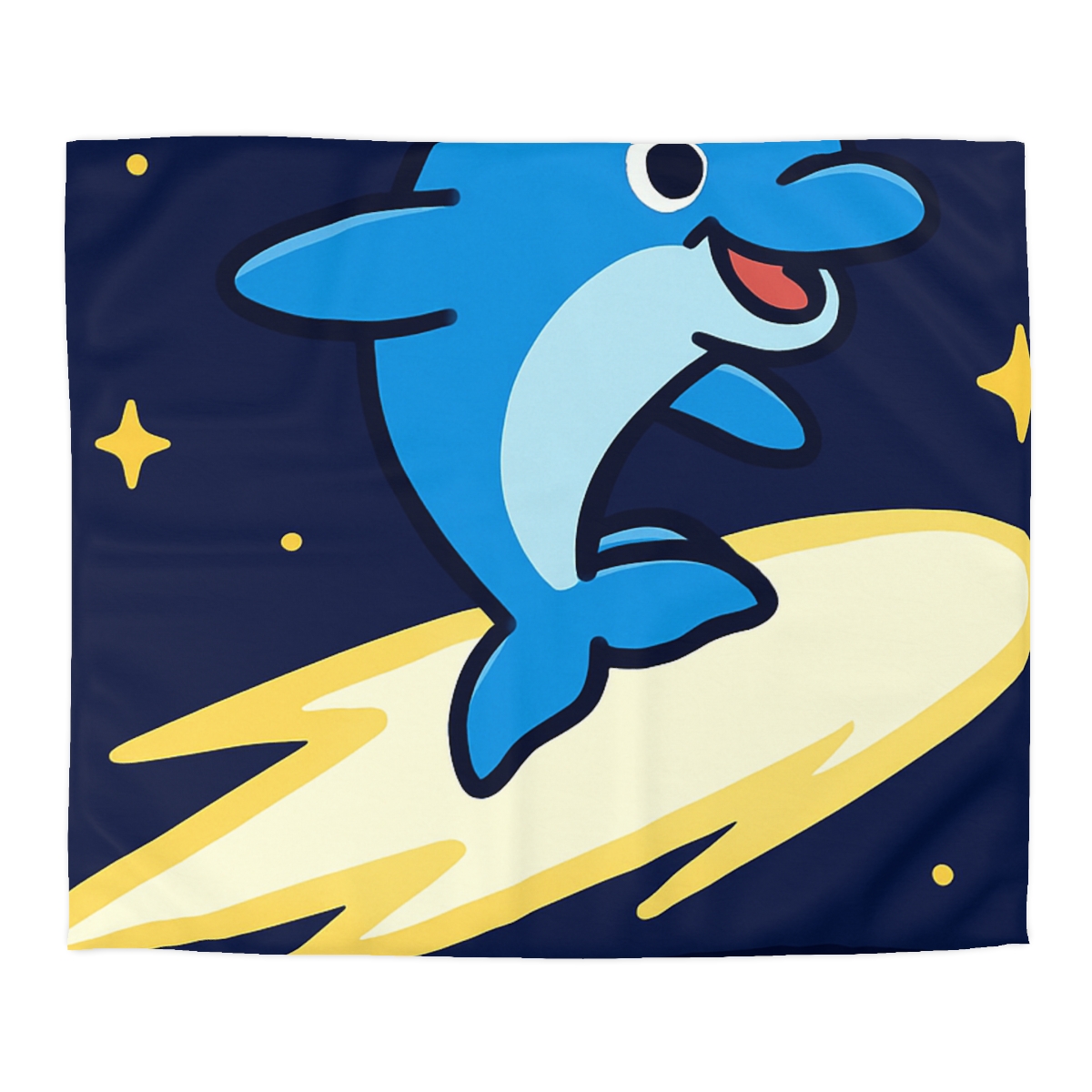 Cosmic Dolphin Comet Ride designer printed duvets