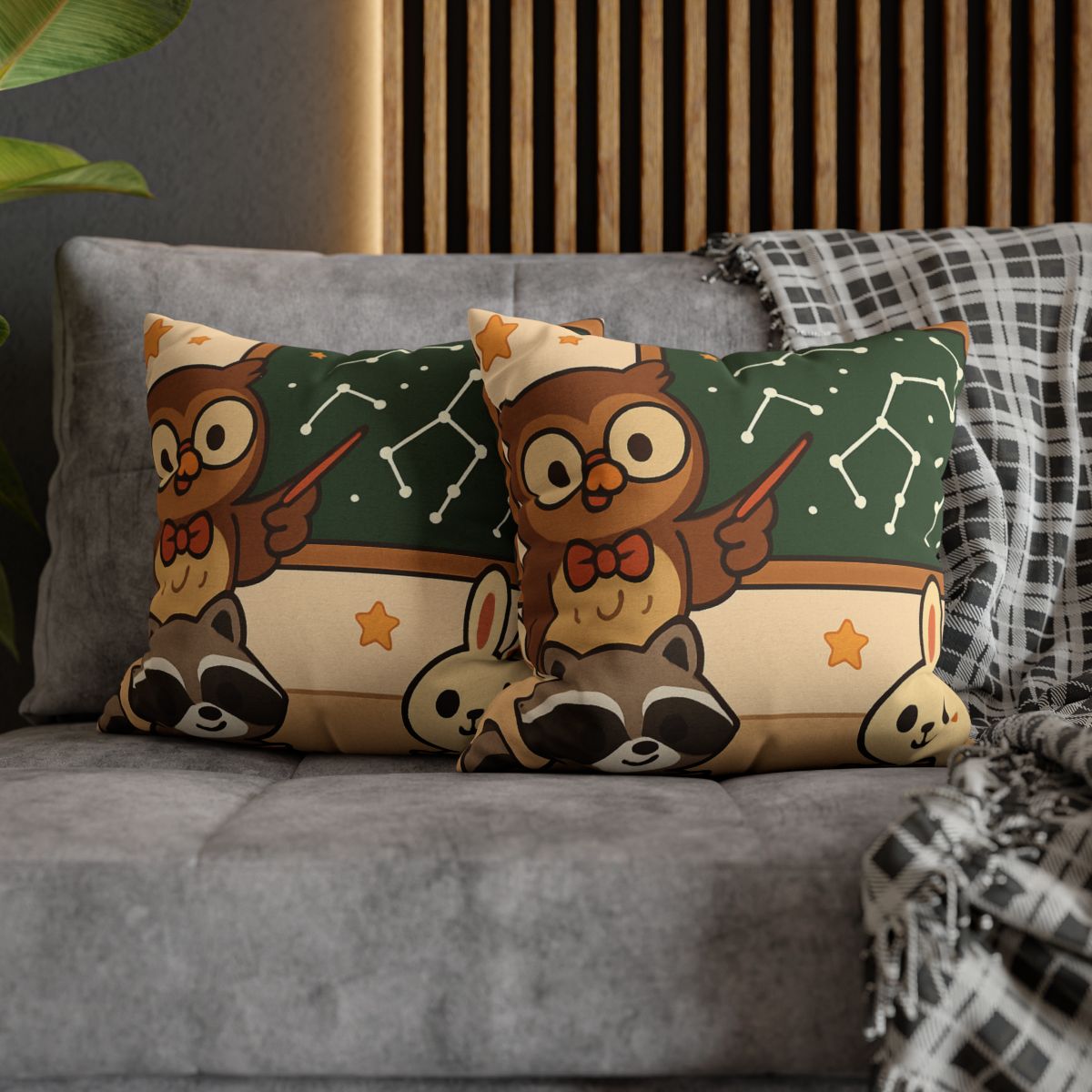 Comet Classroom Owl And The Star Map Chalkboard soft cotton pillow cases