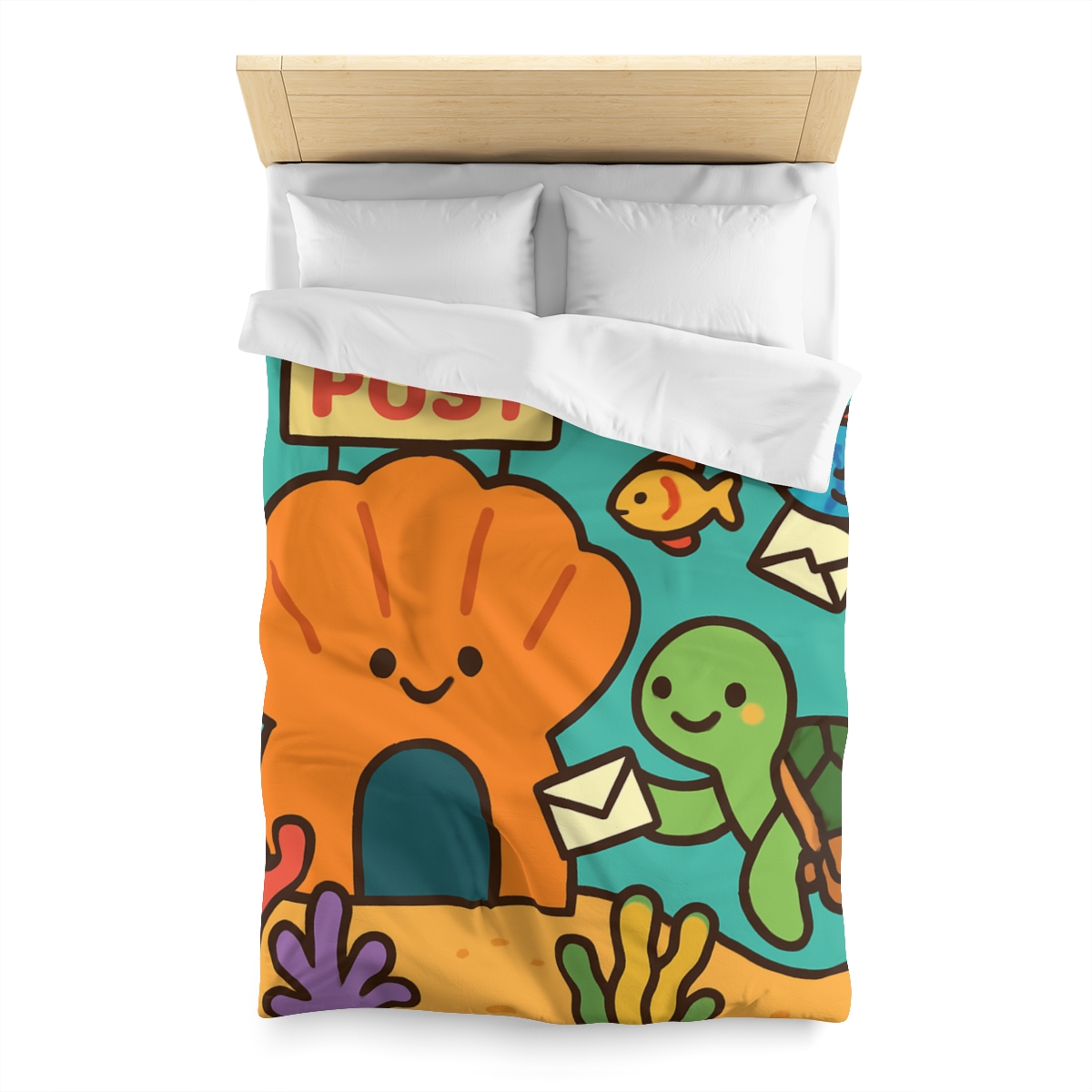 Coral Reef Post Office With Turtle Mail Carrier personalized bedding duvets