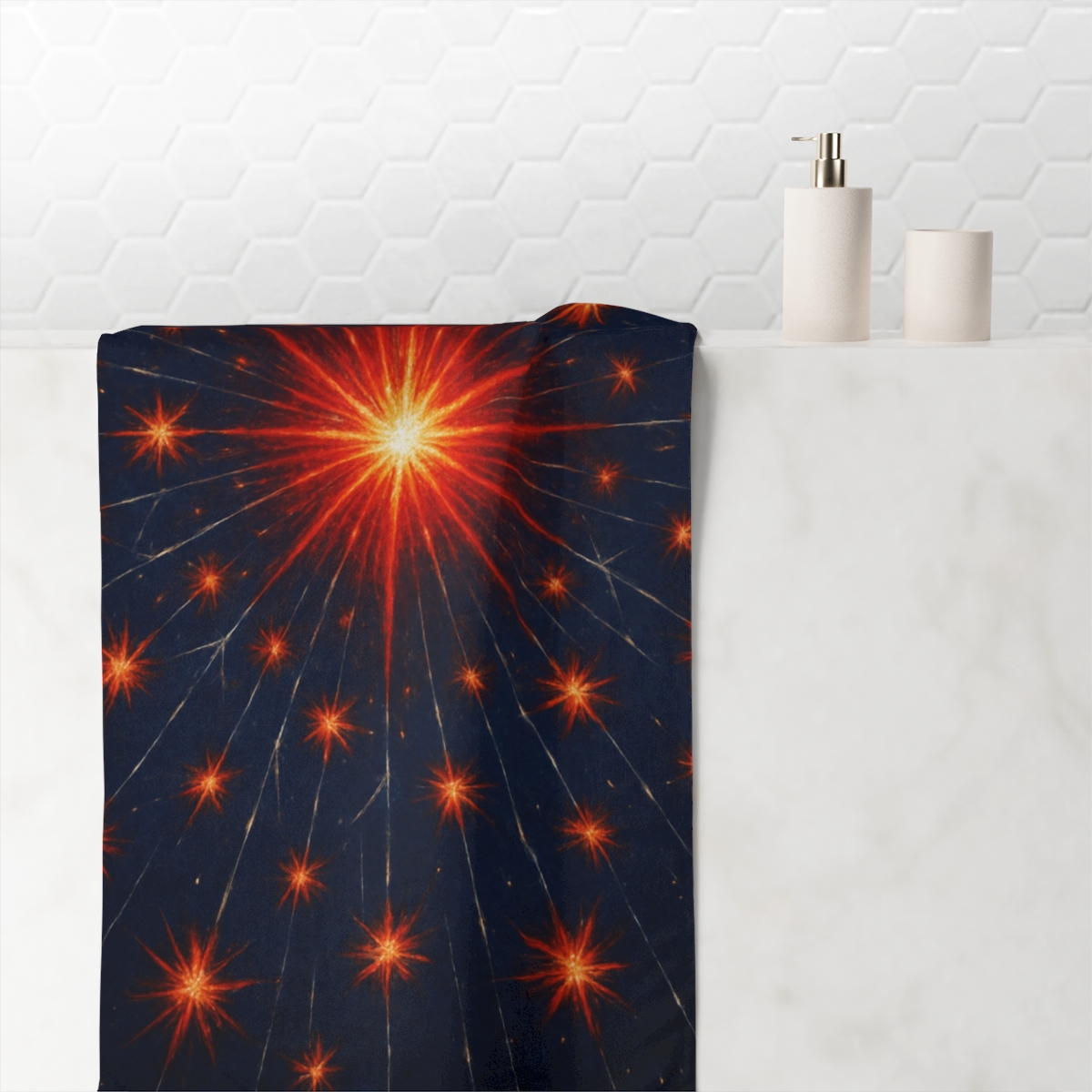 Starburst Chorus designer printed towels