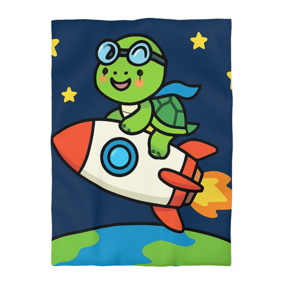 Rocket Riding Turtle To The Moon unique patterned duvets