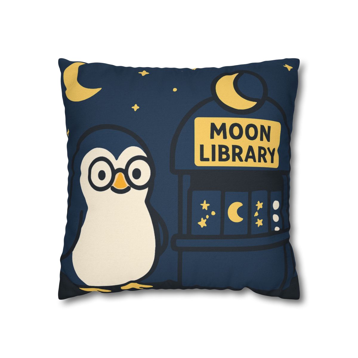 Moonlight Library Run By A Wise Penguin Astronomer designer print pillow cases