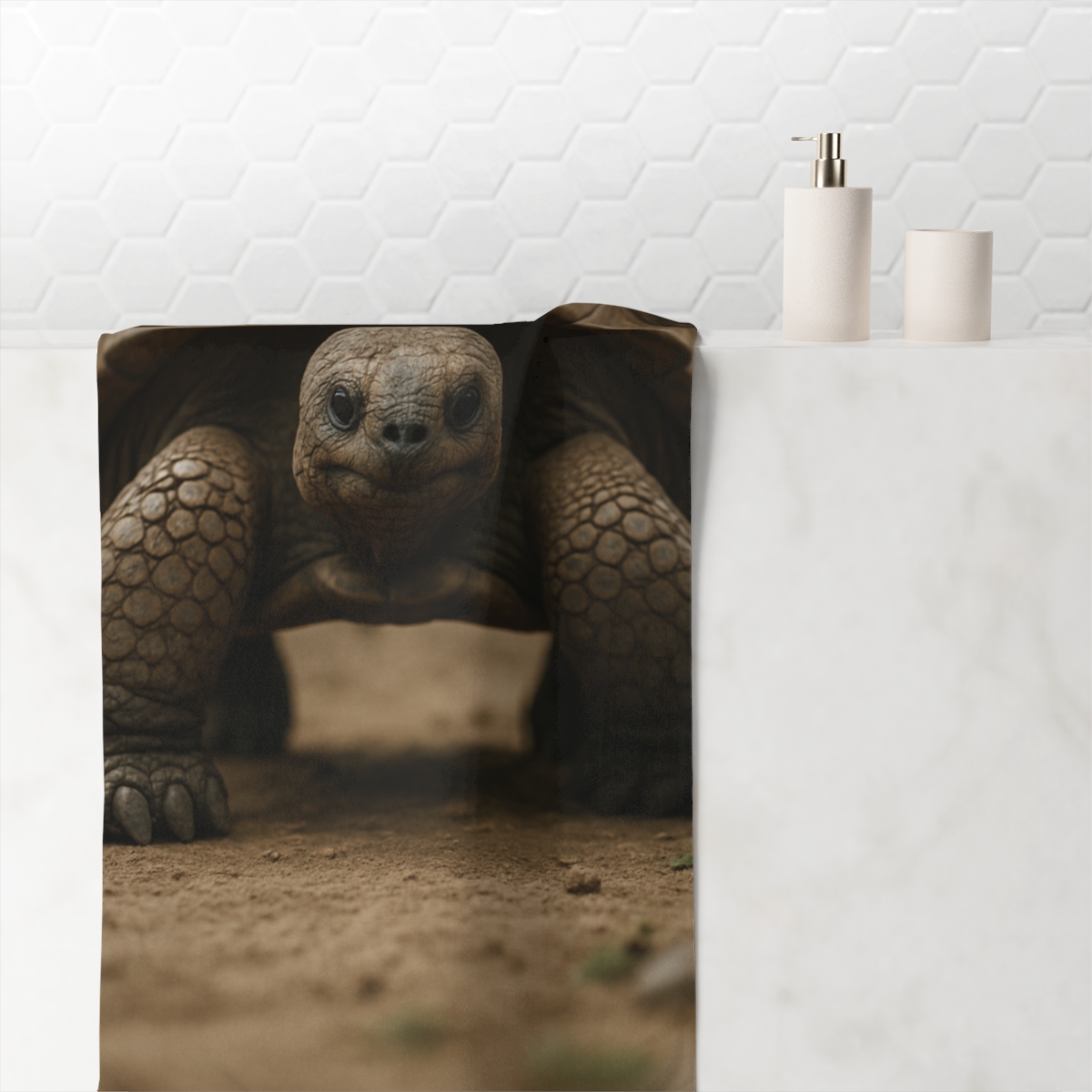 Timeworn Wanderer Giant Tortoise decorative home towels