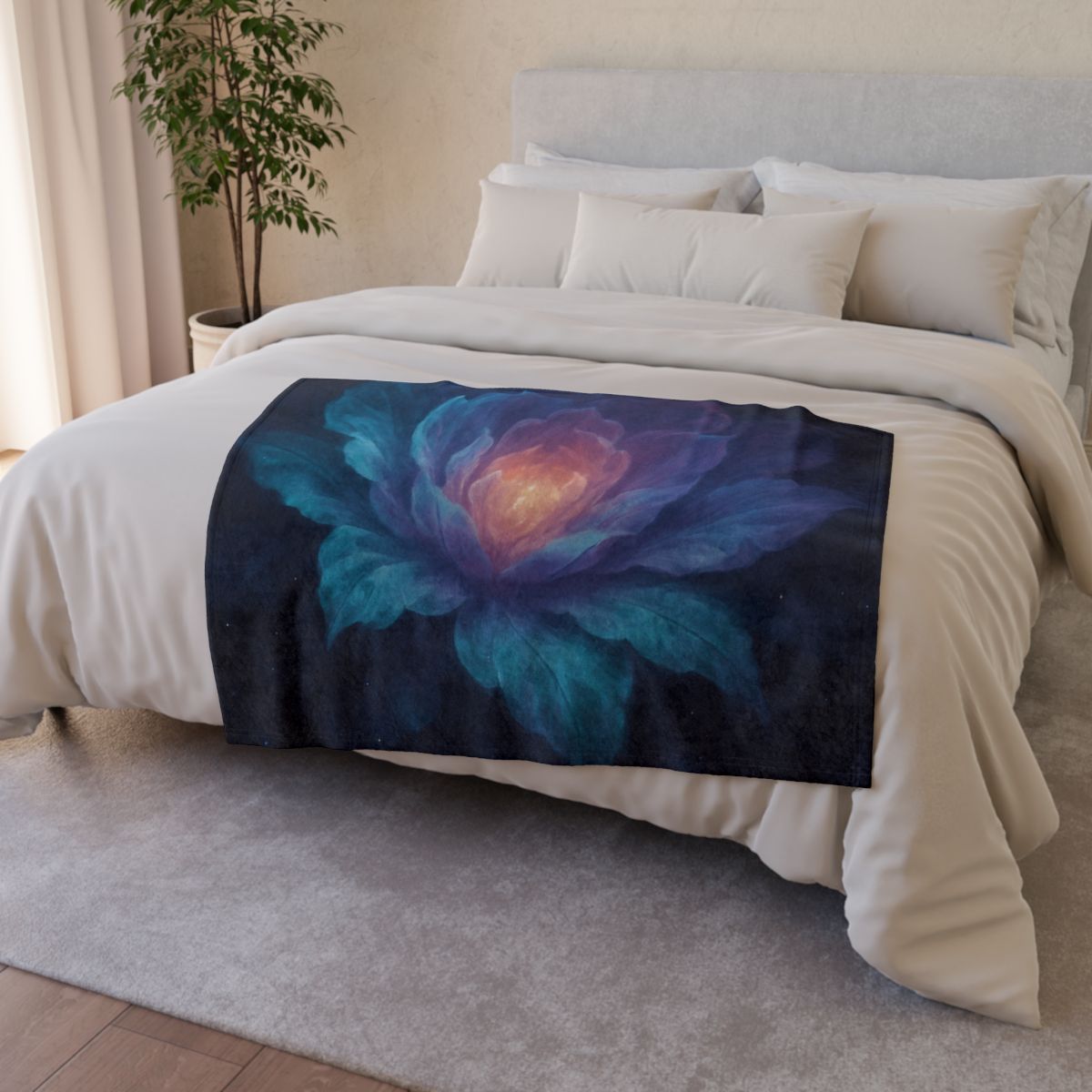 Prismatic Void Bloom trendy patterned blankets
