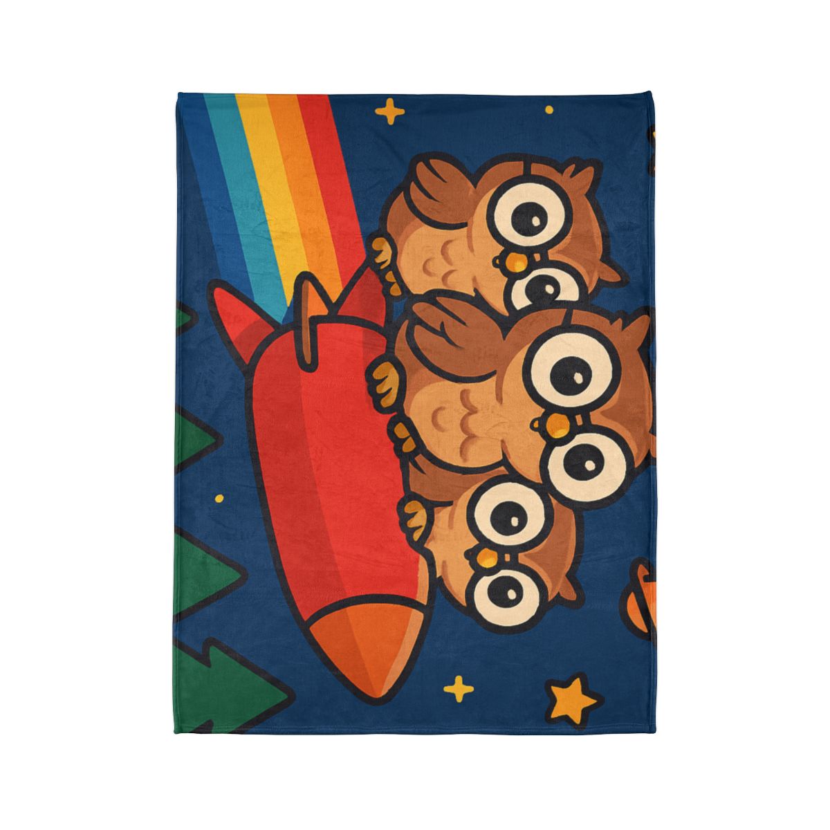 Rocket Riding Forest Owls warm winter blankets