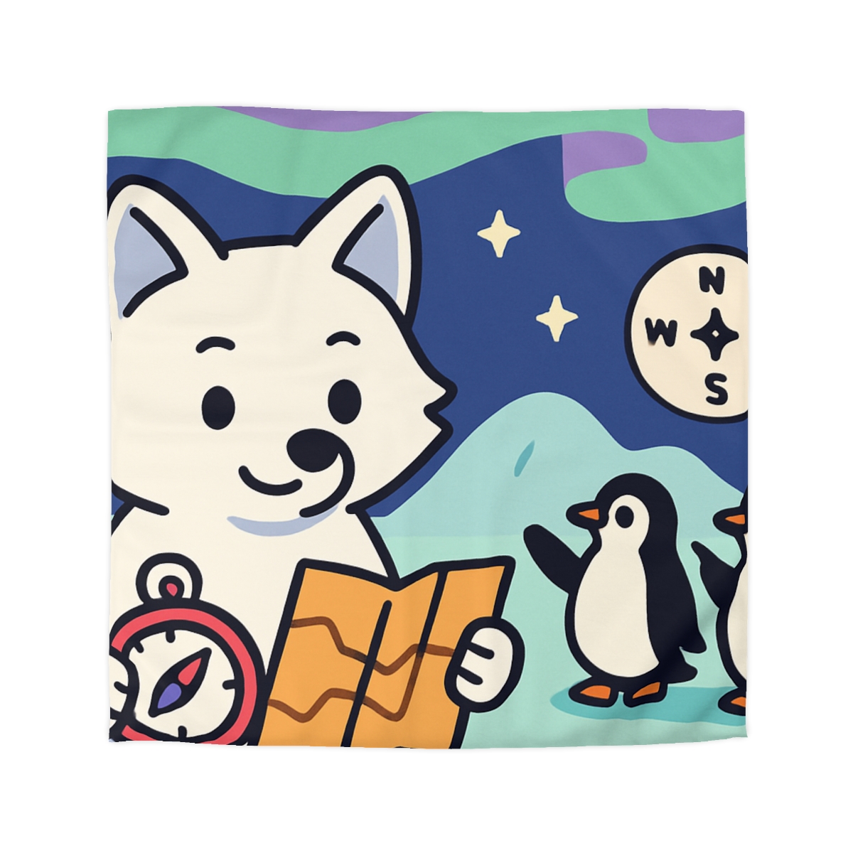 Aurora Fox And The Magnetic Map designer printed duvets