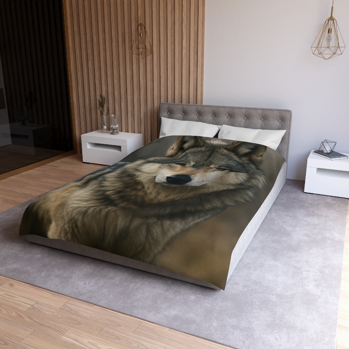 Ember Gaze Gray Wolf custom duvets