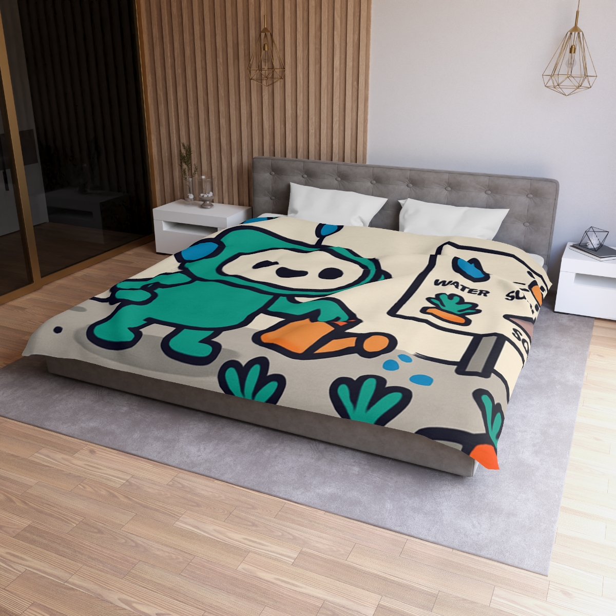 Moon Garden Robot Growing Crater Carrots custom duvets