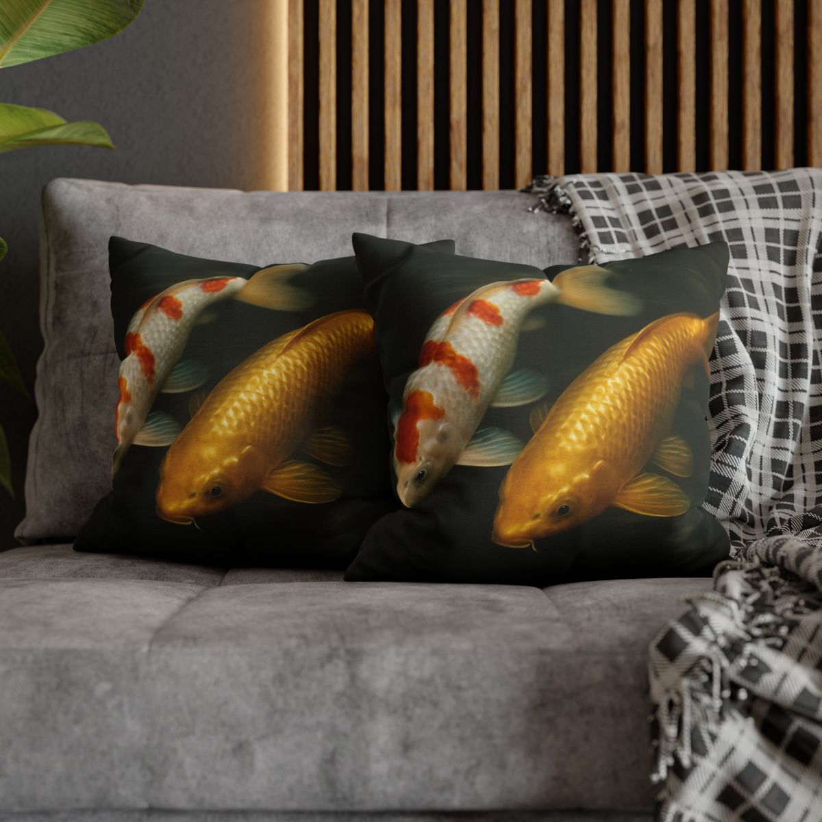 Golden Drift Koi Pair comfortable bedding pillow covers