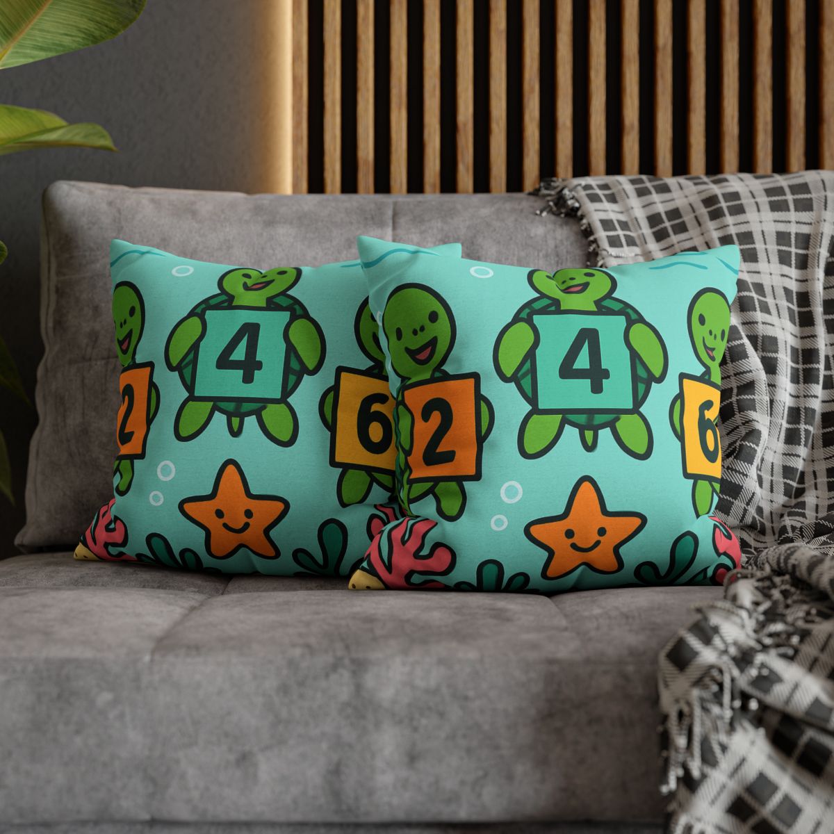 Coral Reef Math Parade Of Sea Turtles soft cotton pillow cases