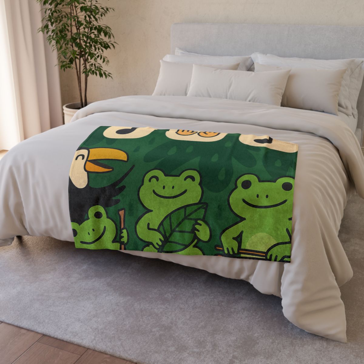Jungle Rain Rhythm With The Frog Band soft fleece blankets