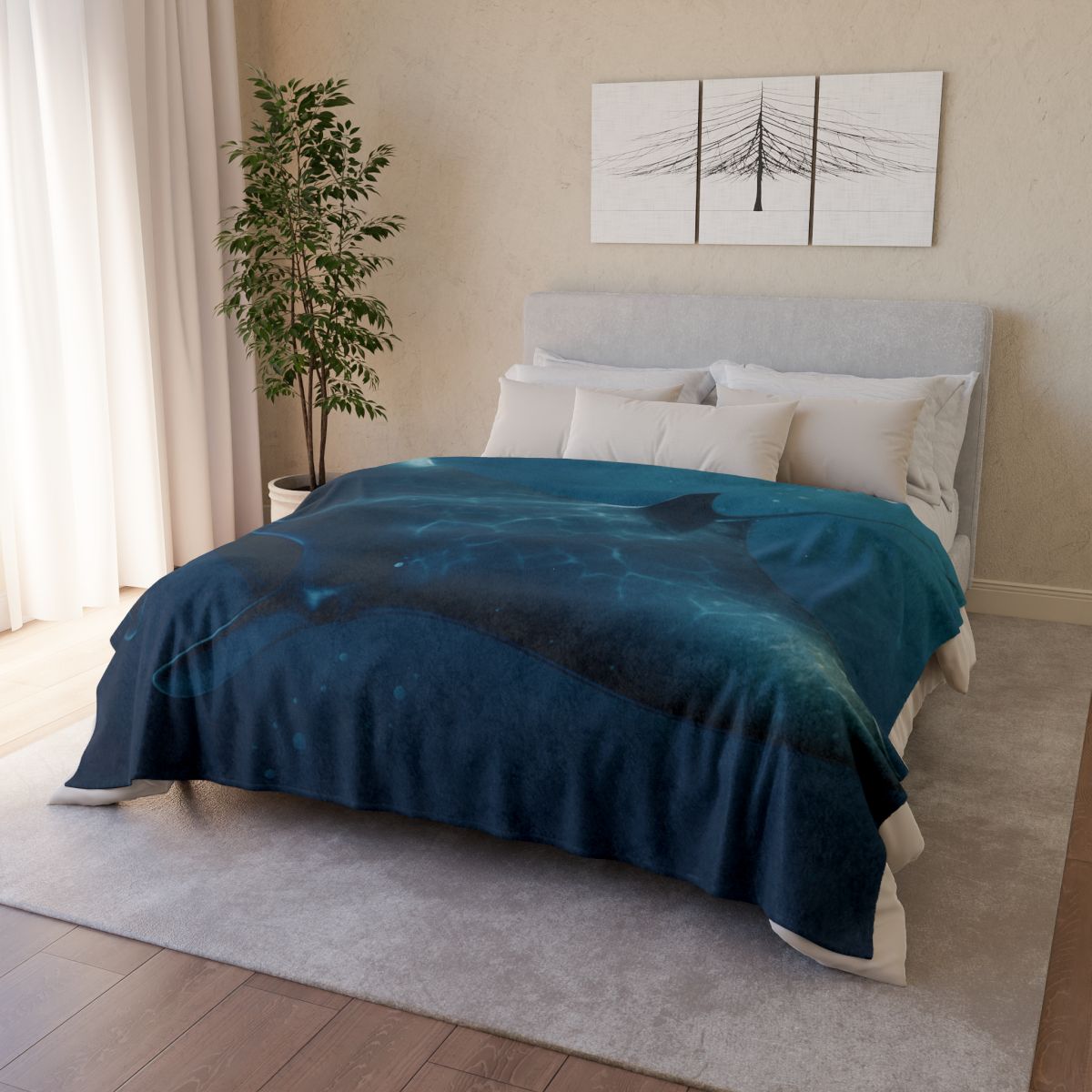 Starlit Surge Manta Ray stylish throw blankets