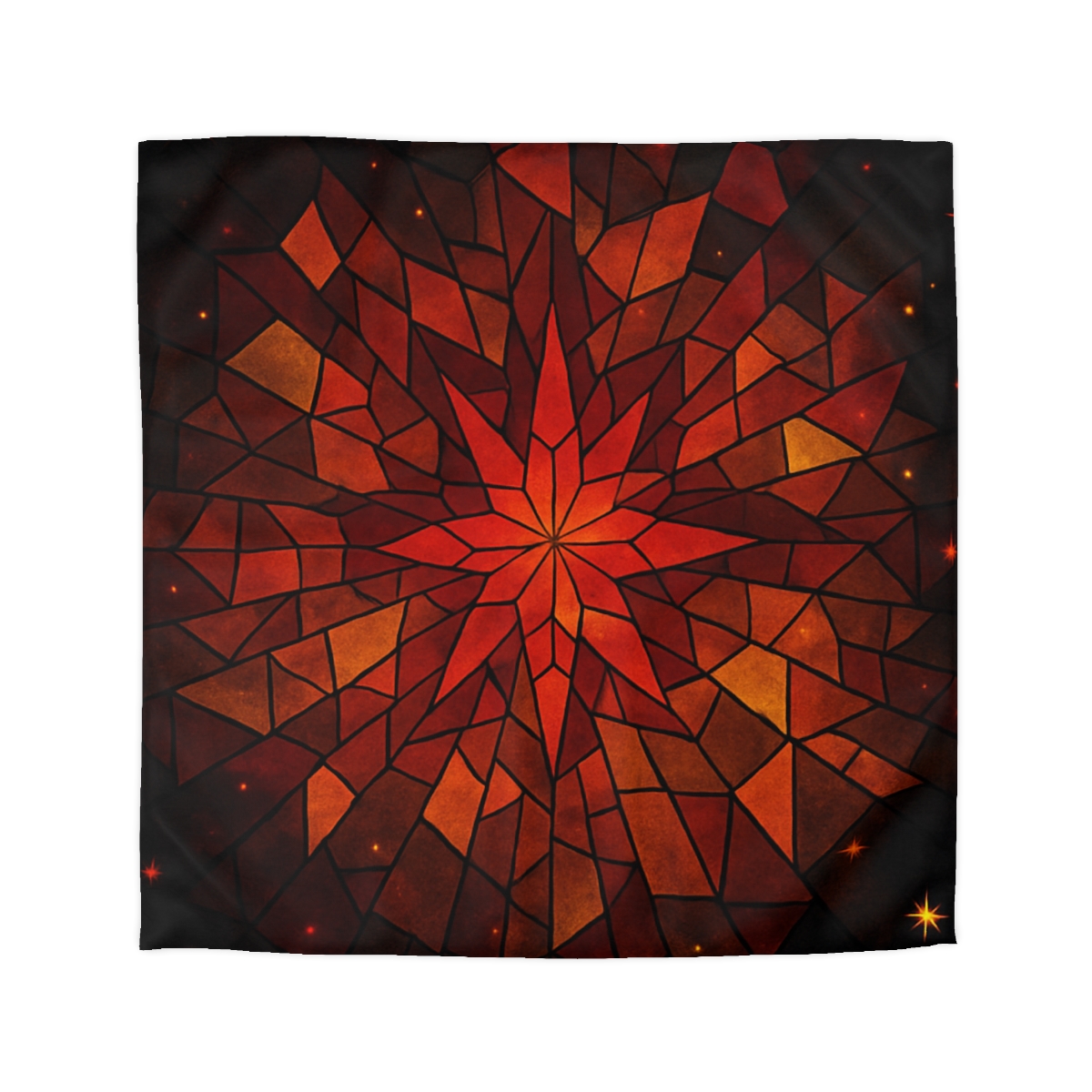 Crimson Starburst Mosaic unique patterned duvets