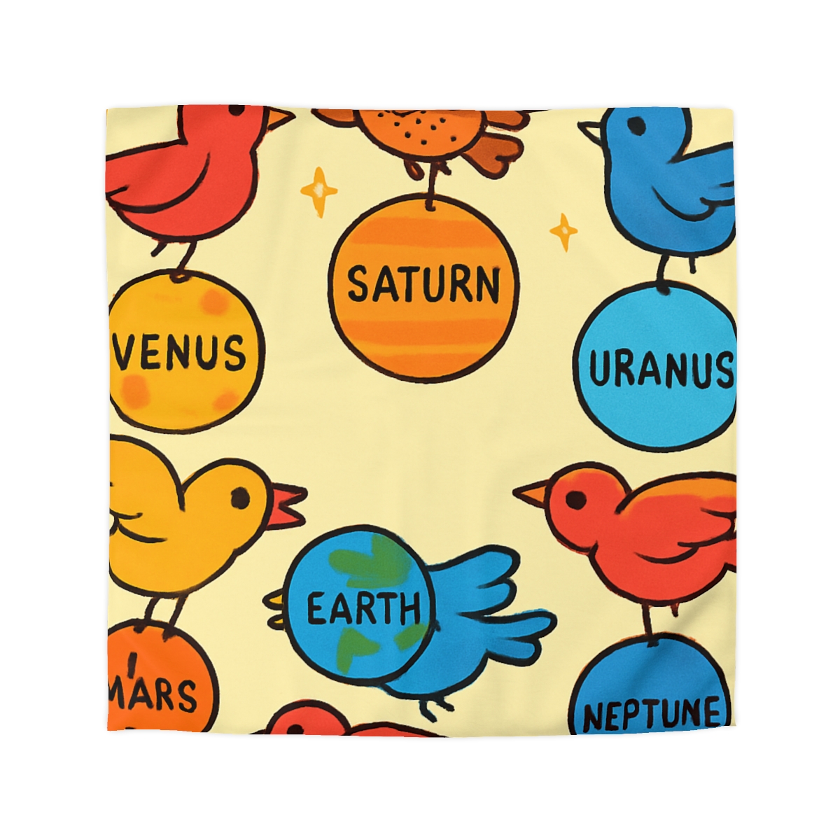 Solar System Circus Of Birds unique patterned duvets