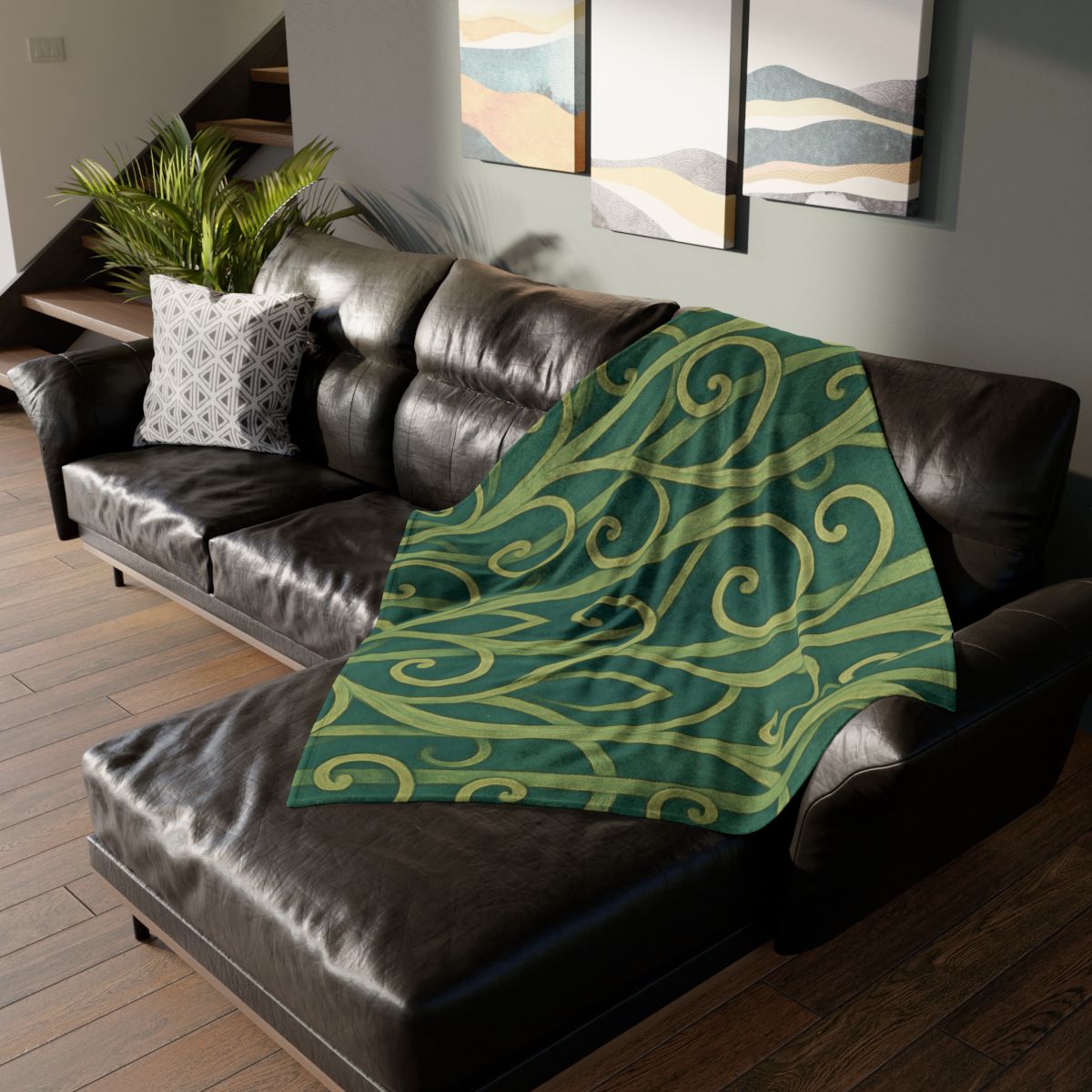 Tendriled Lattice Cascade soft fleece blankets
