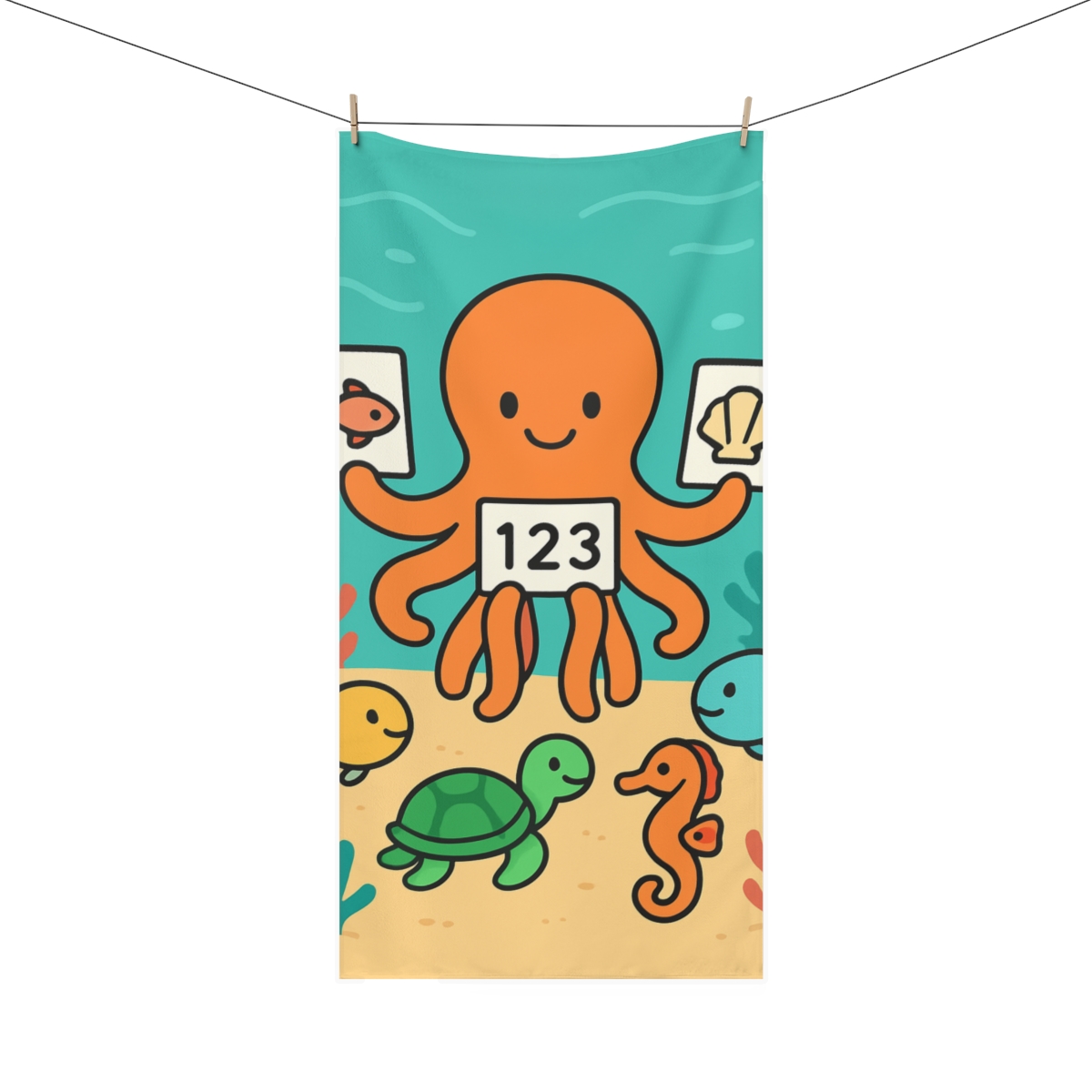 Coral Classroom Under The Sea personalized bath towels