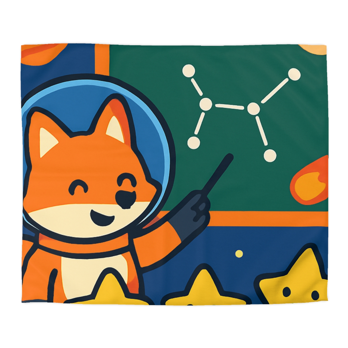 Comet Classroom Space Fox personalized bedding duvets