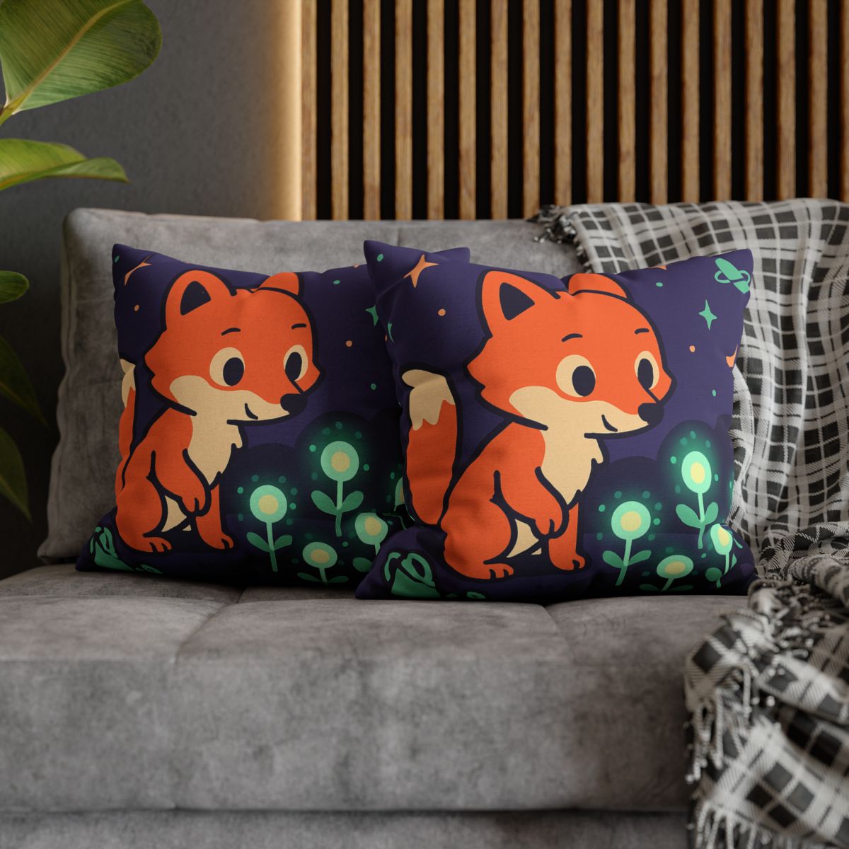Galaxy Garden Fox personalized pillow covers