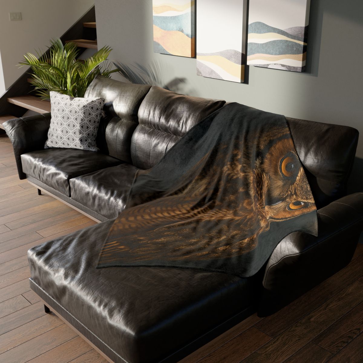 Starlit Perch Great Horned Owl warm winter blankets