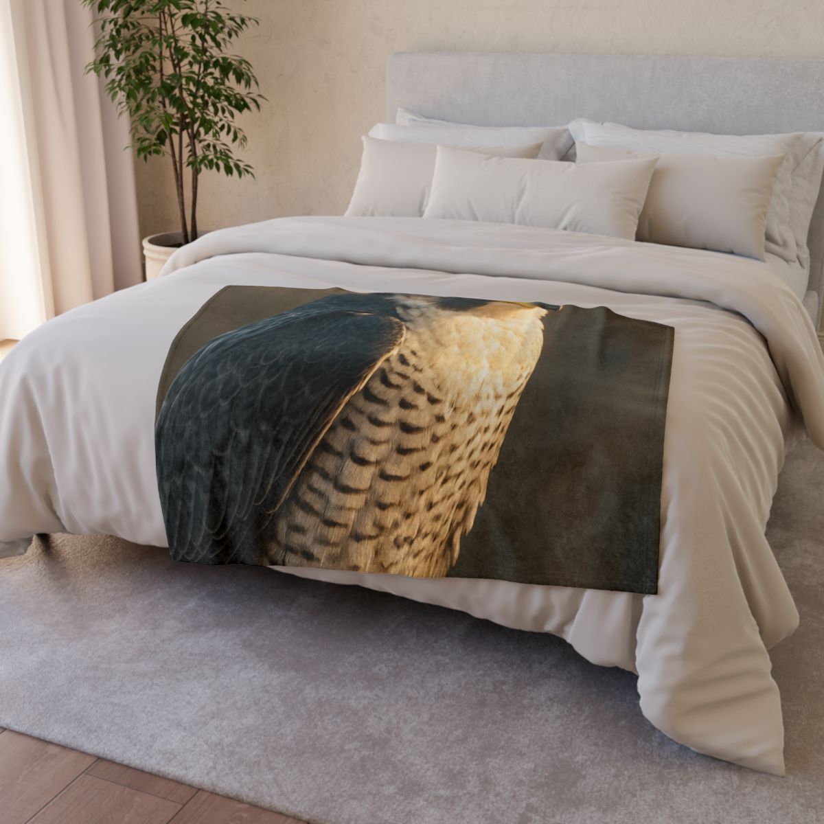 Starlit Poise Peregrine Falcon designer printed blankets