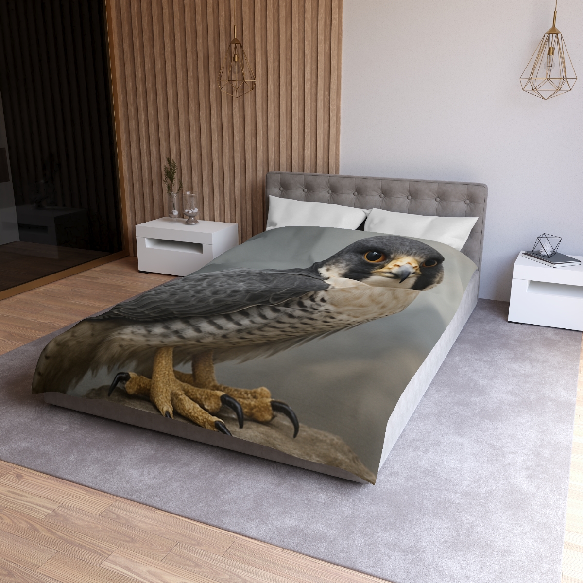 Starlit Focus Peregrine Falcon personalized bedding duvets