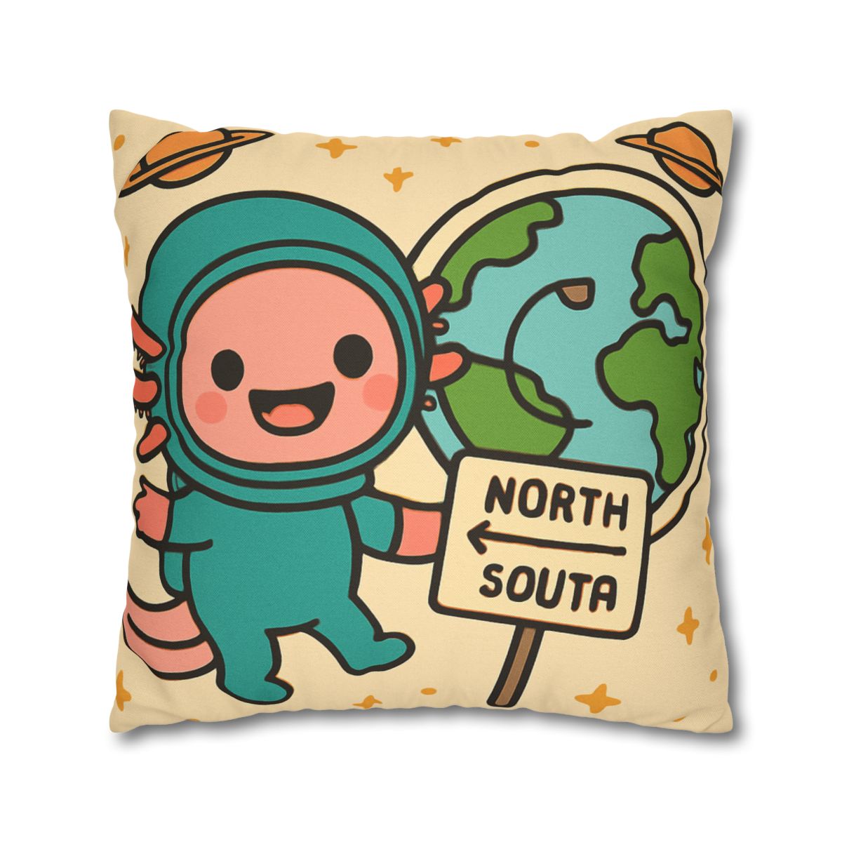 Luna The Axolotl Astronaut And The Bubble Planet Map custom pillow cases