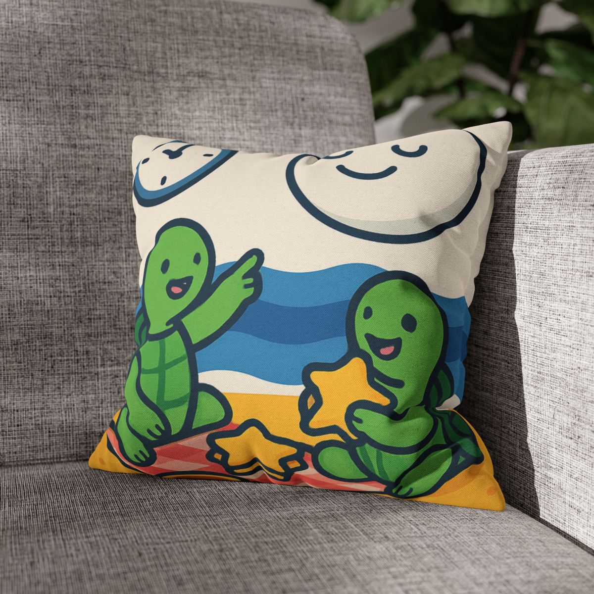 Moon Turtles Tide Time Picnic personalized pillow covers