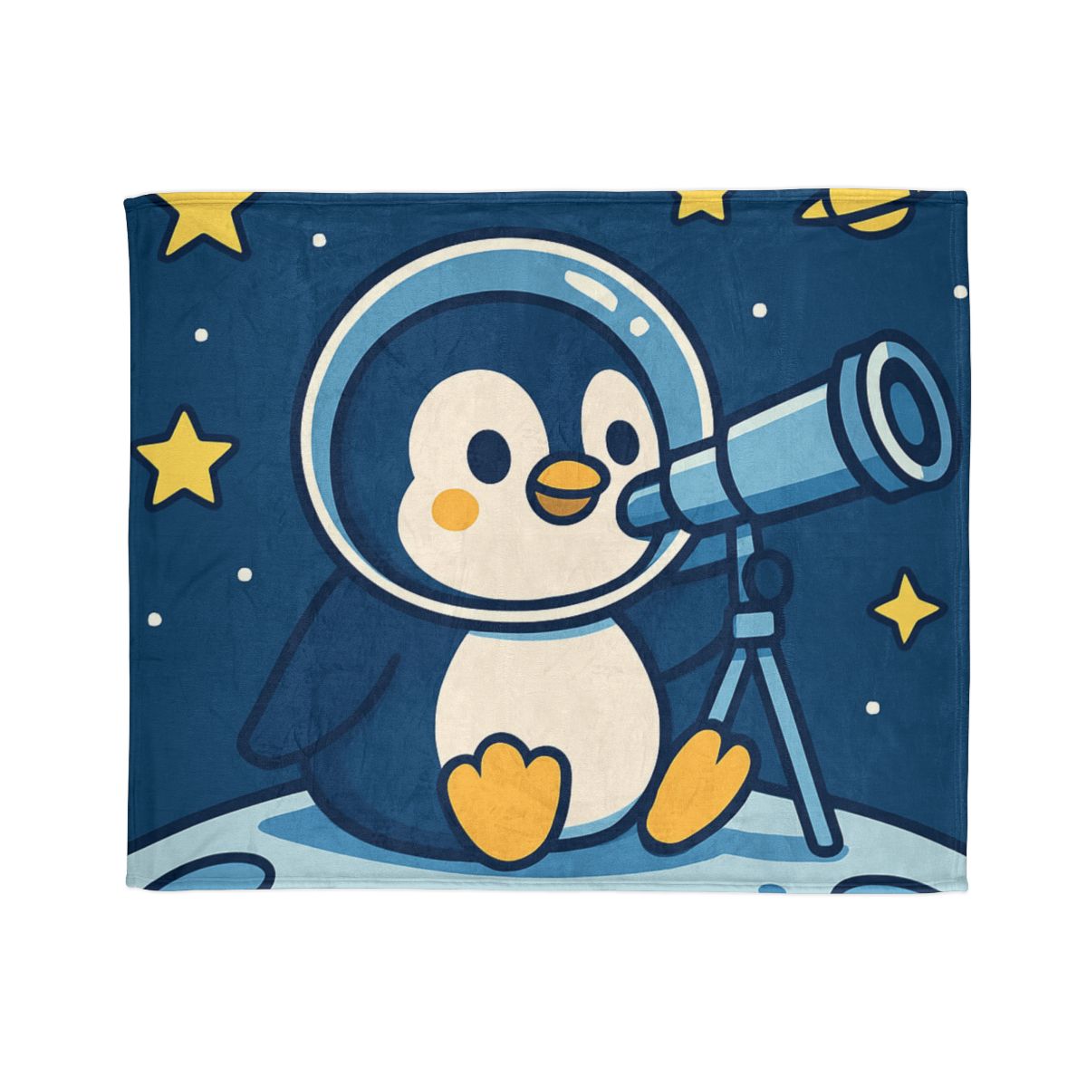 Stargazing Penguin On The Moon stylish throw blankets