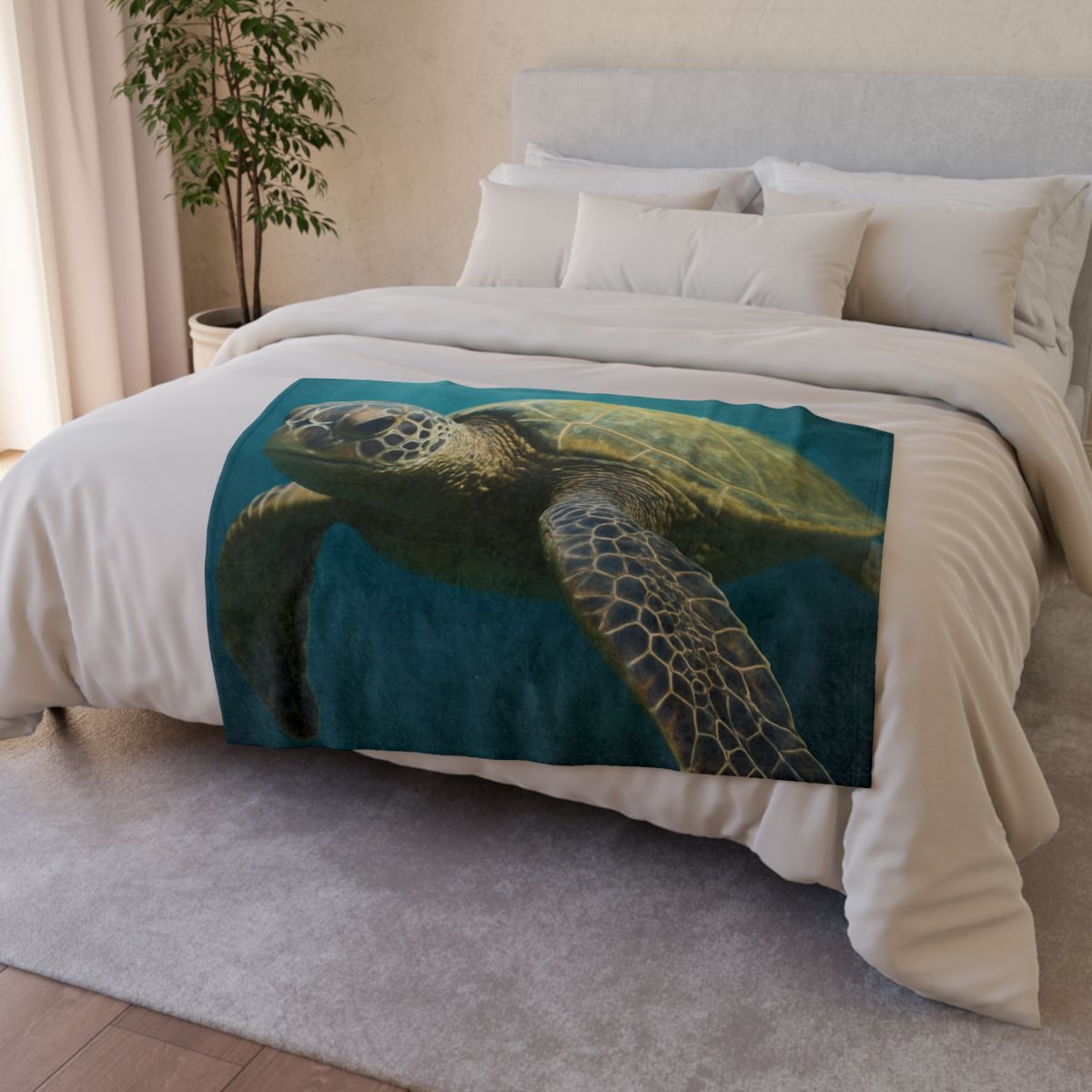 Glasswater Drift Green Sea Turtle warm winter blankets