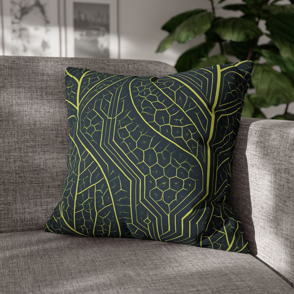Leaf Vein Circuit Mosaic soft cotton pillow cases