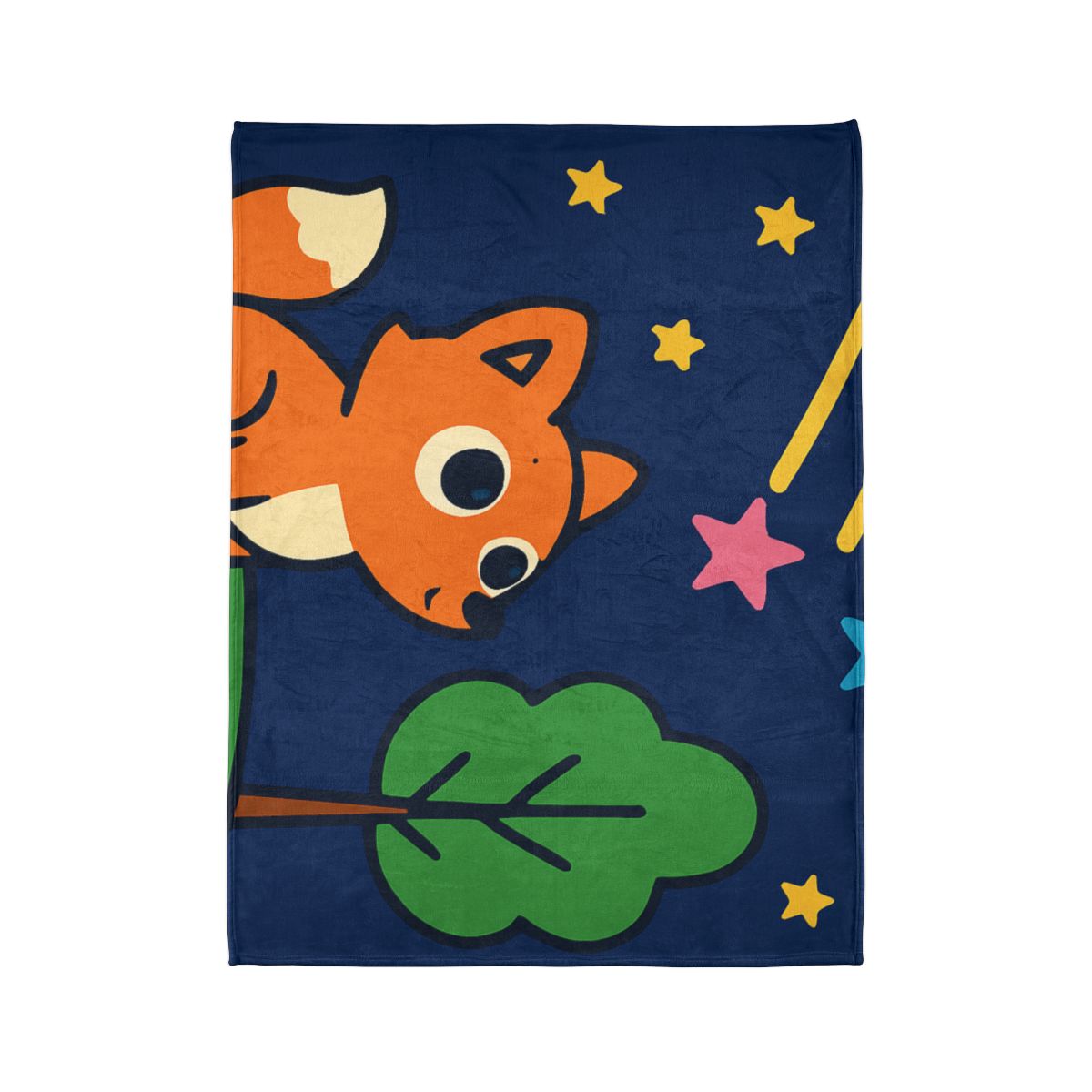 Cosmic Forest Fox And The Shooting Stars soft fleece blankets