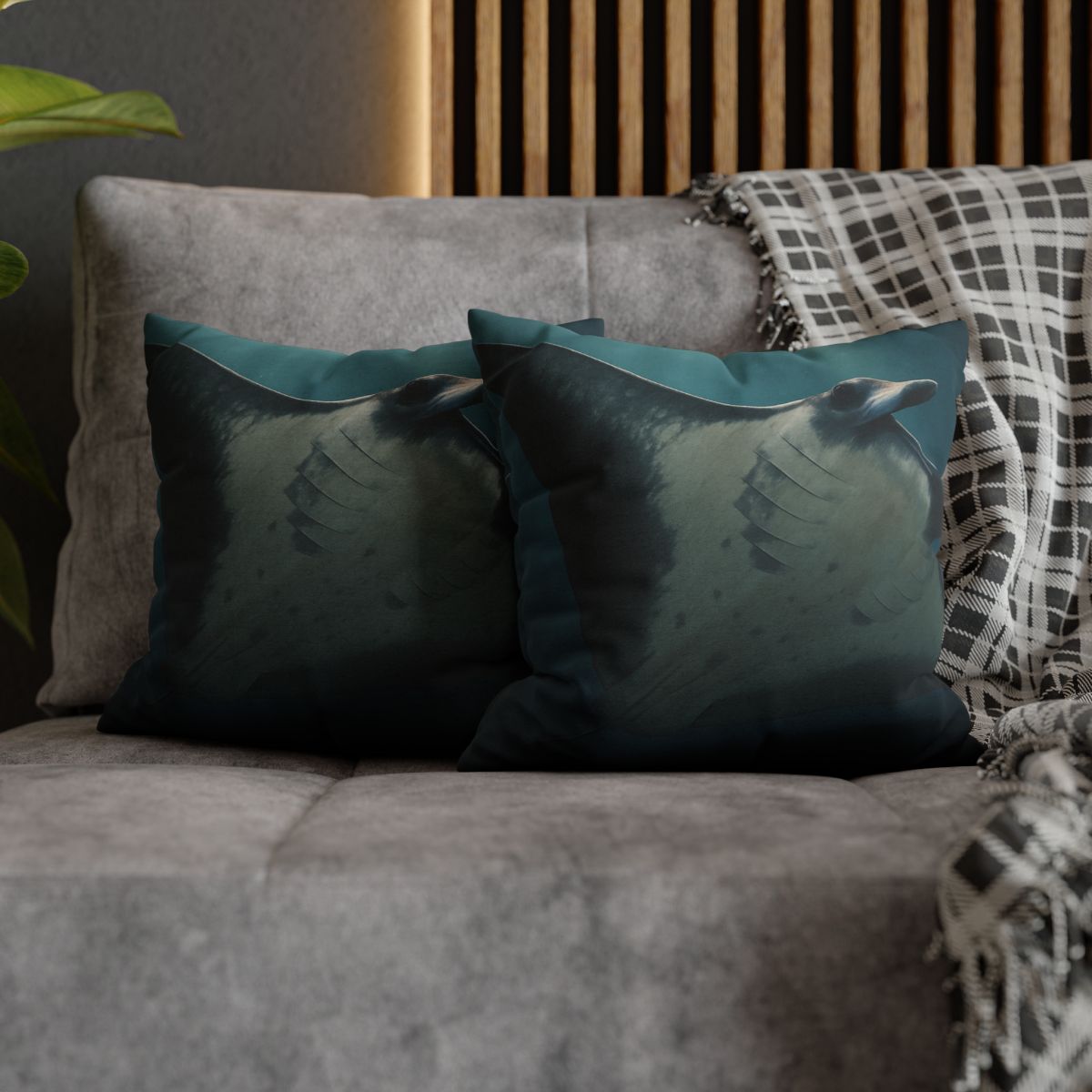 Blue Halo Giant Manta Ray comfortable bedding pillow covers