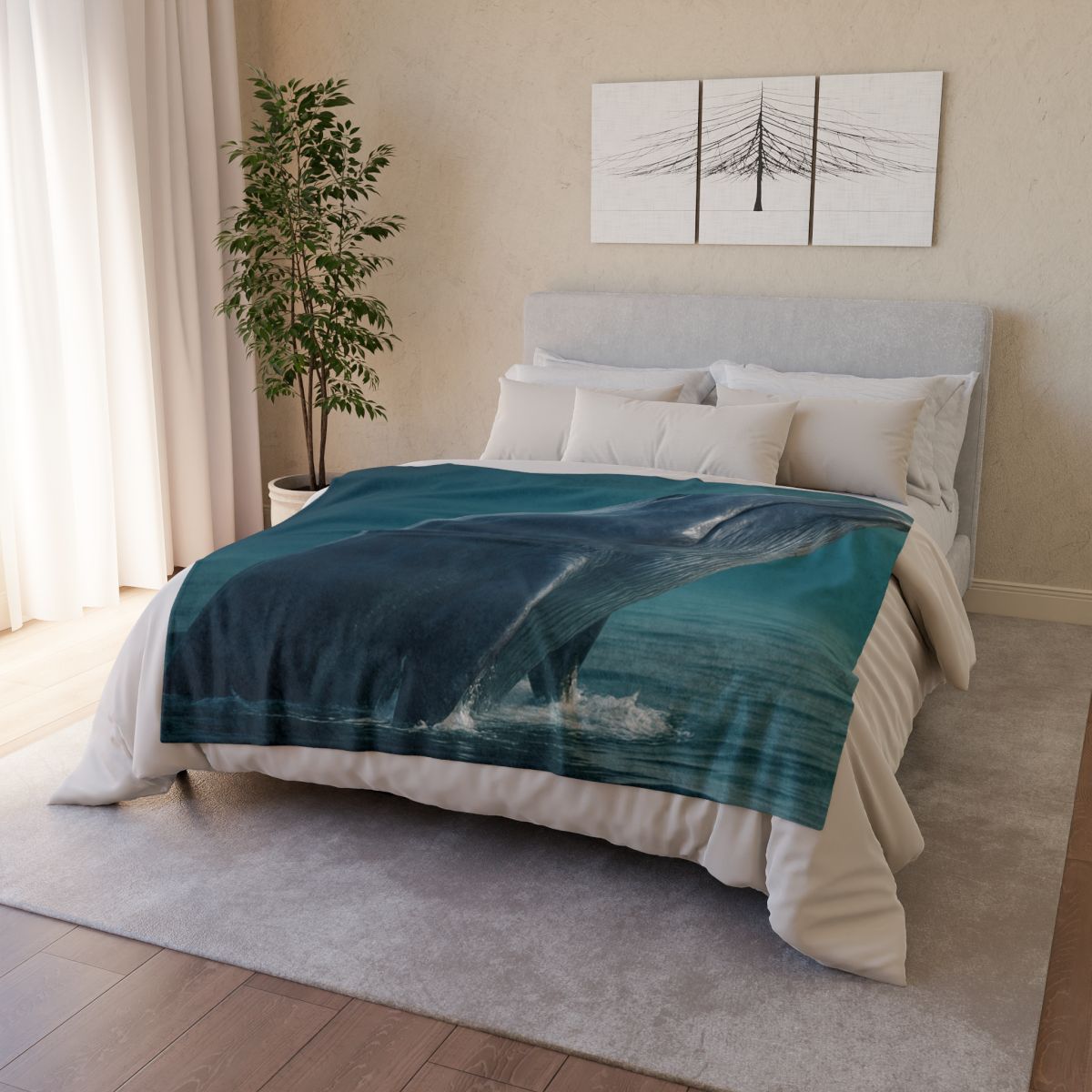 Ocean Song Blue Whale soft fleece blankets