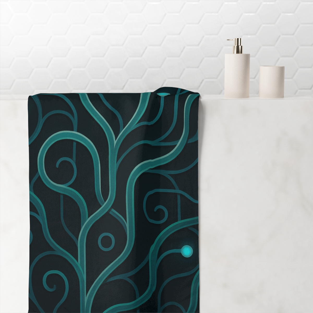 Vine Circuit Lattice designer printed towels