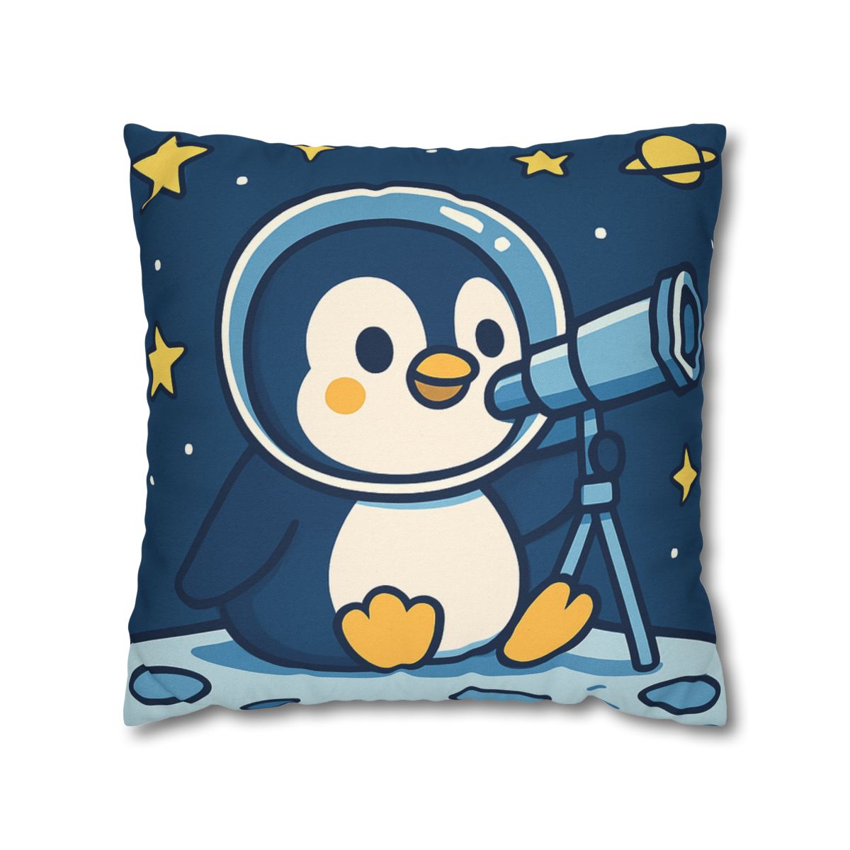 Stargazing Penguin On The Moon comfortable bedding pillow covers