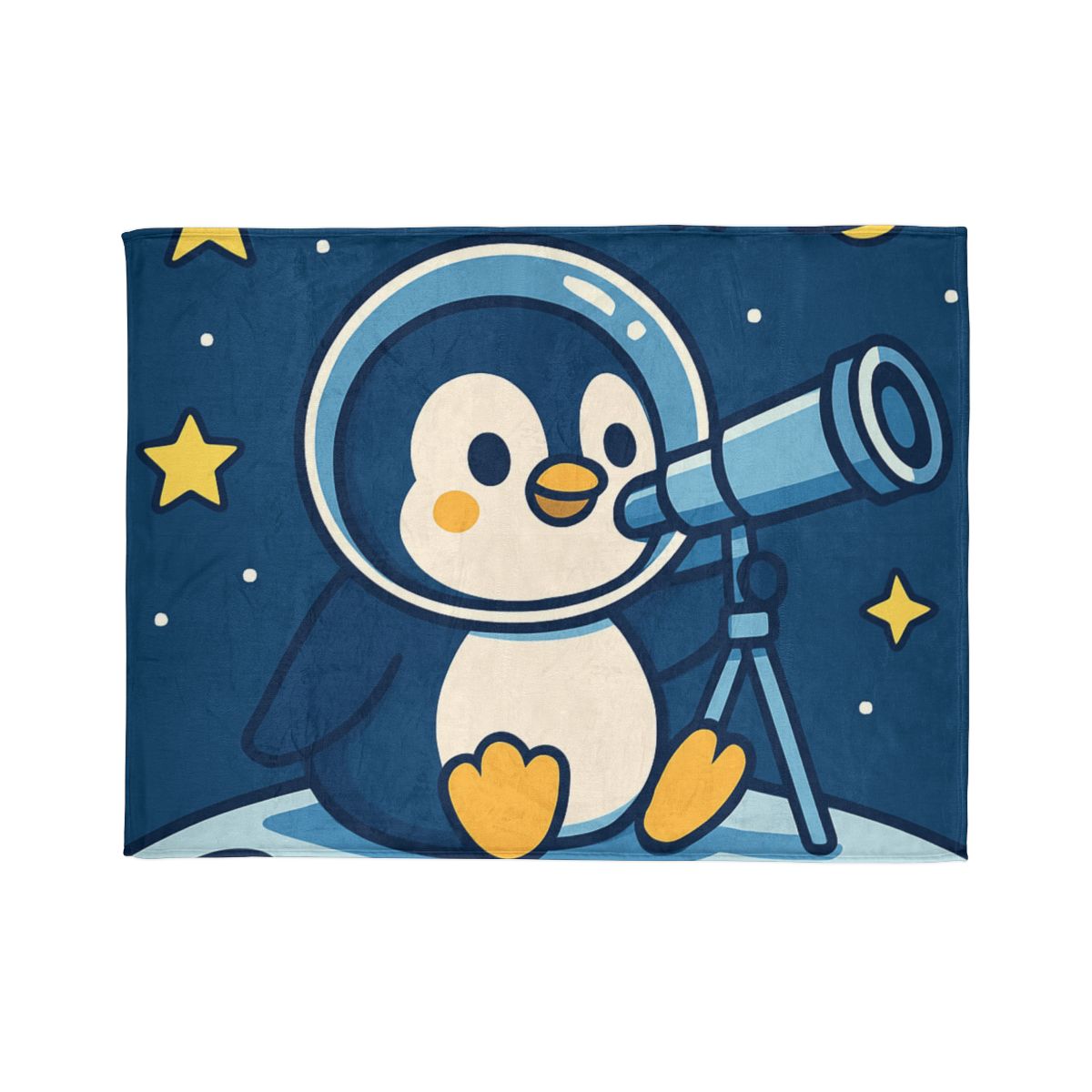 Stargazing Penguin On The Moon stylish throw blankets