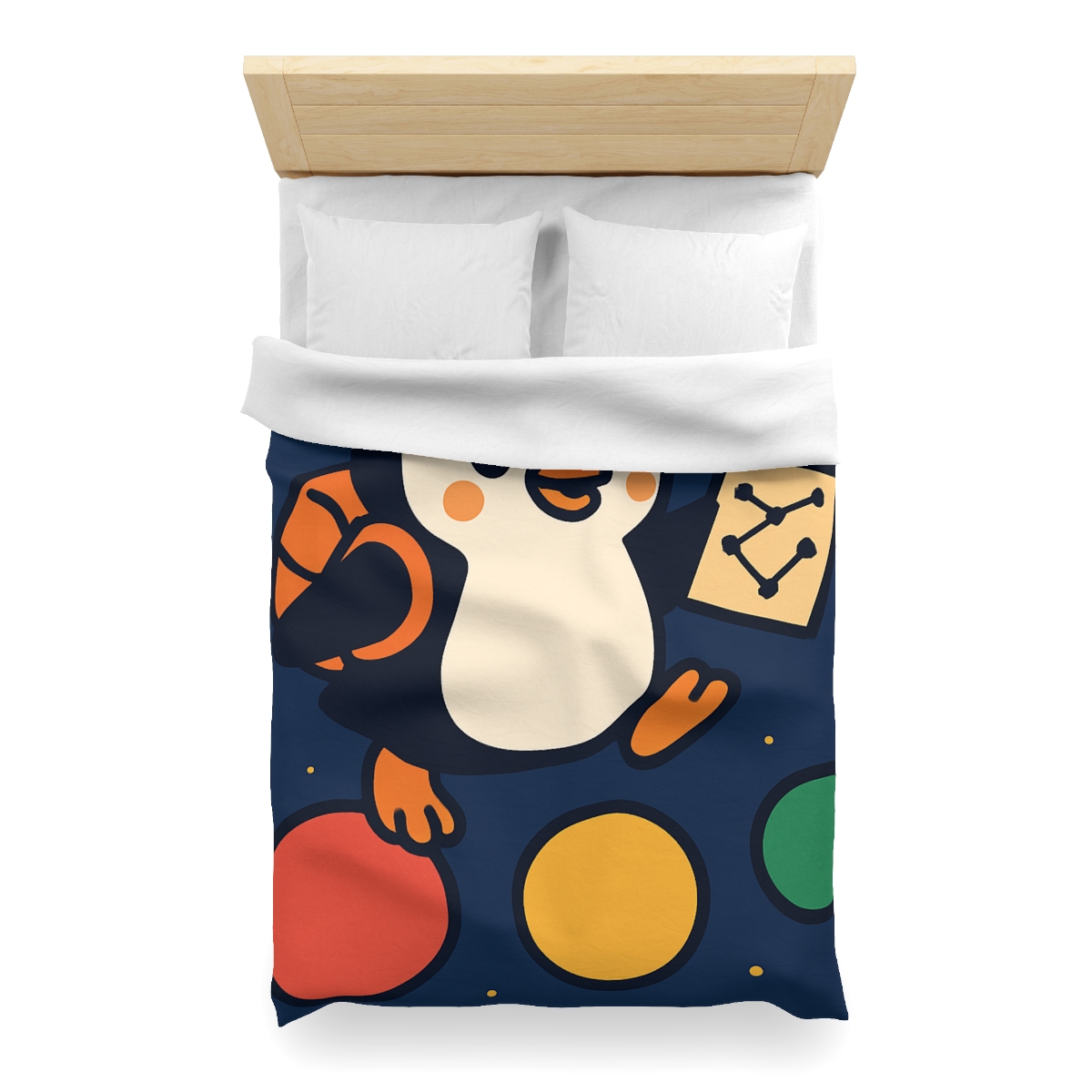 Planet Hopping Penguin Explorer unique patterned duvets