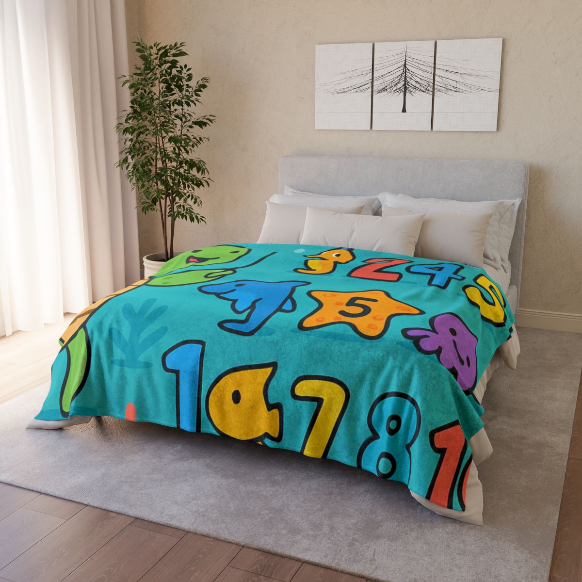 The Coral Reef Number Parade decorative home blankets