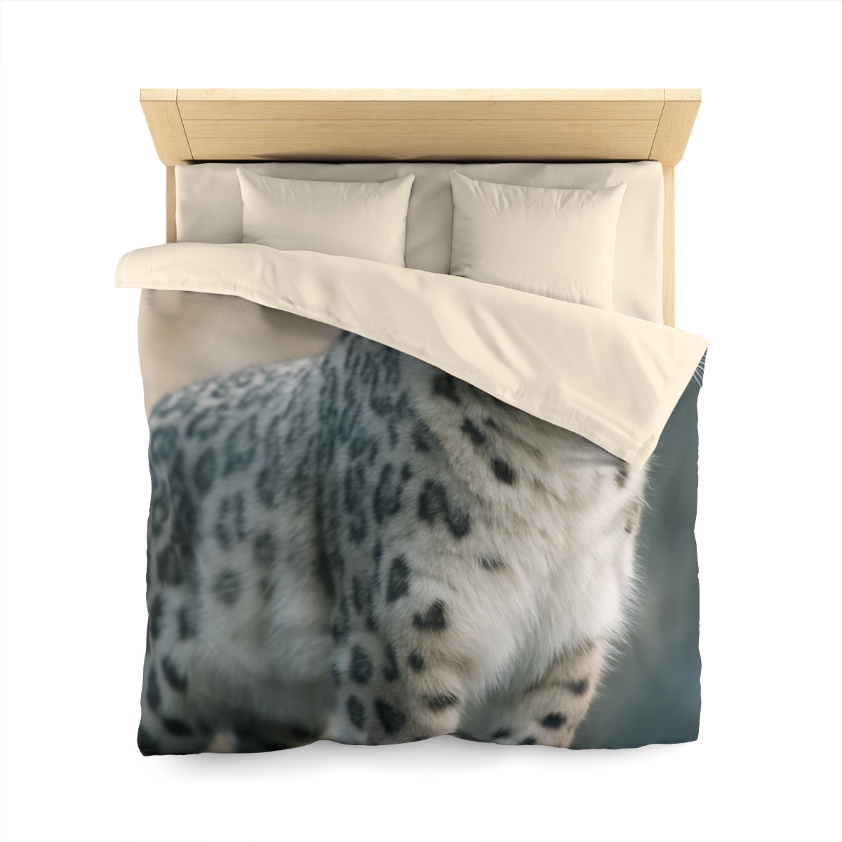 Mist Veil Snow Leopard designer printed duvets