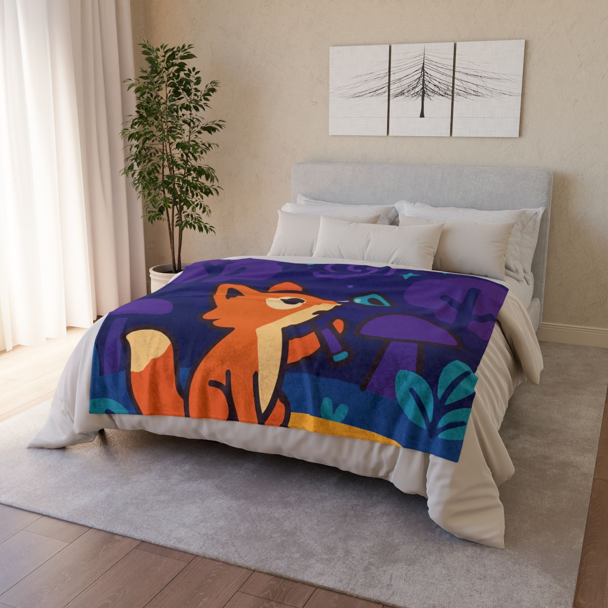 Nebula Forest Fox trendy patterned blankets