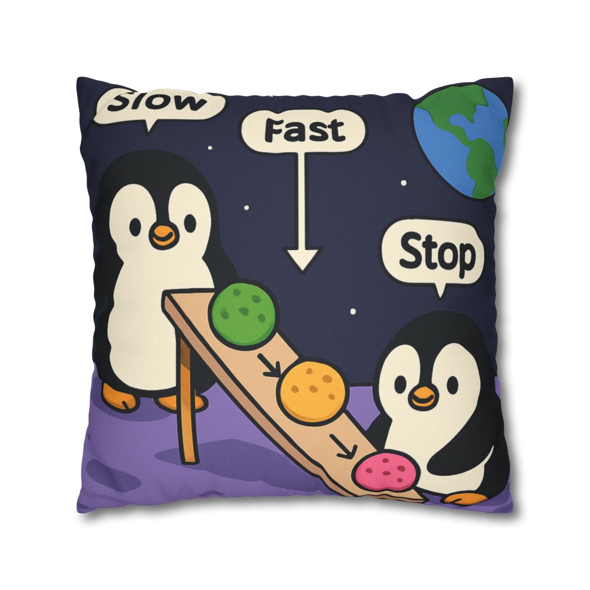 Moonlight Penguin Ice Cream Physics personalized pillow covers