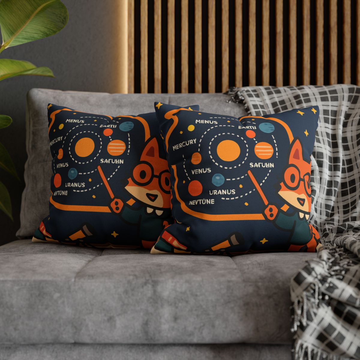 Comet Classroom With Star Map Fox trendy patterned pillow cases