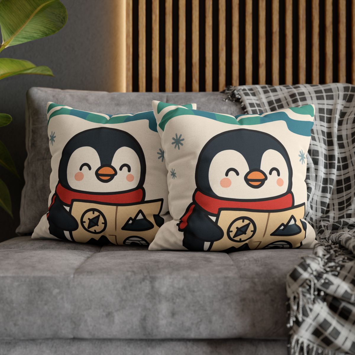 Polar Lights Penguin Map Quest comfortable bedding pillow covers