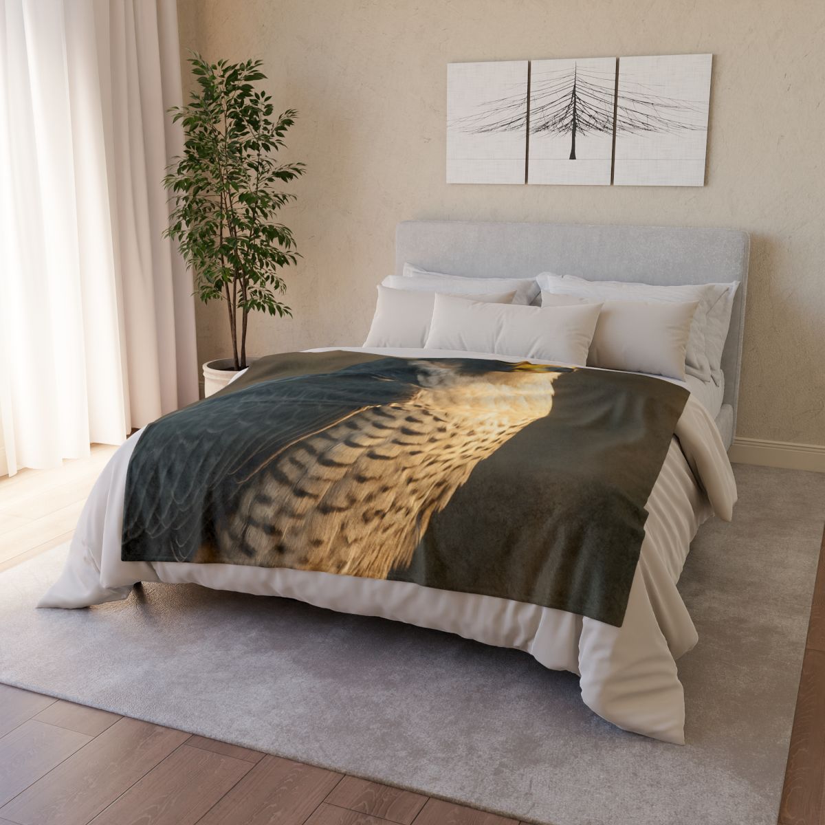 Starlit Poise Peregrine Falcon designer printed blankets