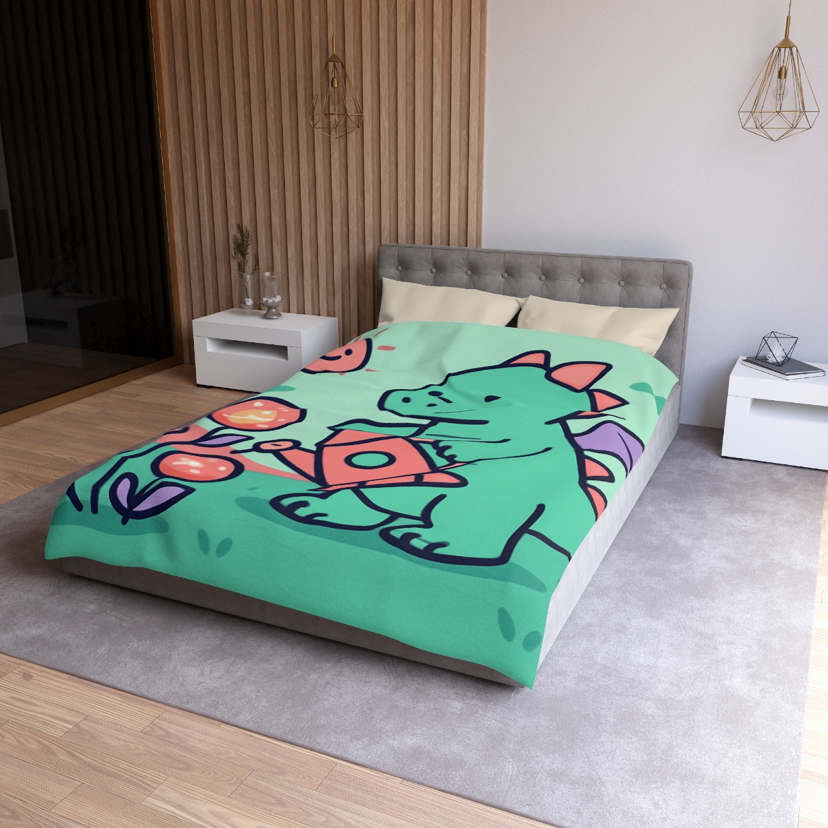 Cosmic Garden Dragon designer printed duvets