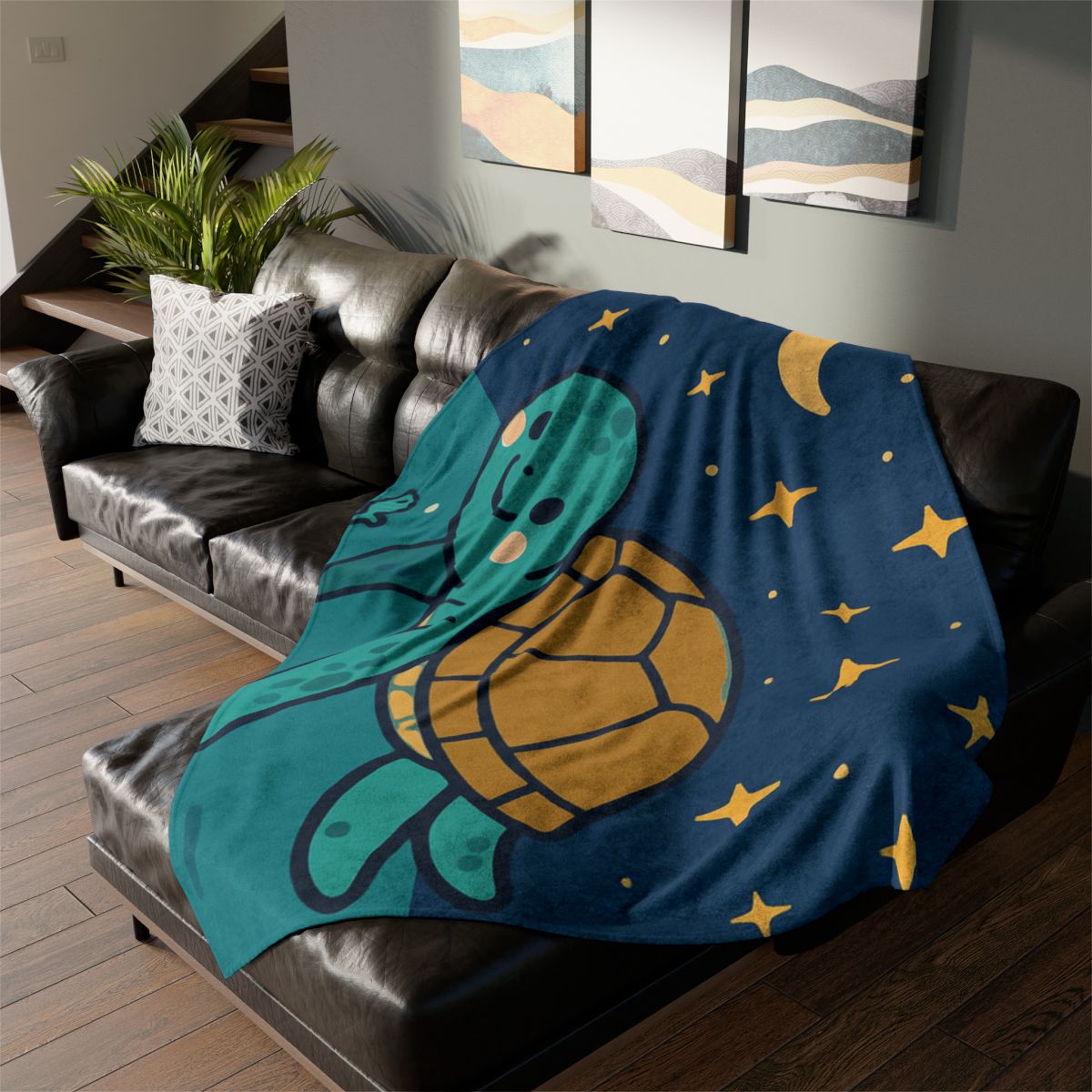 Starry Sea Turtle Voyage stylish throw blankets
