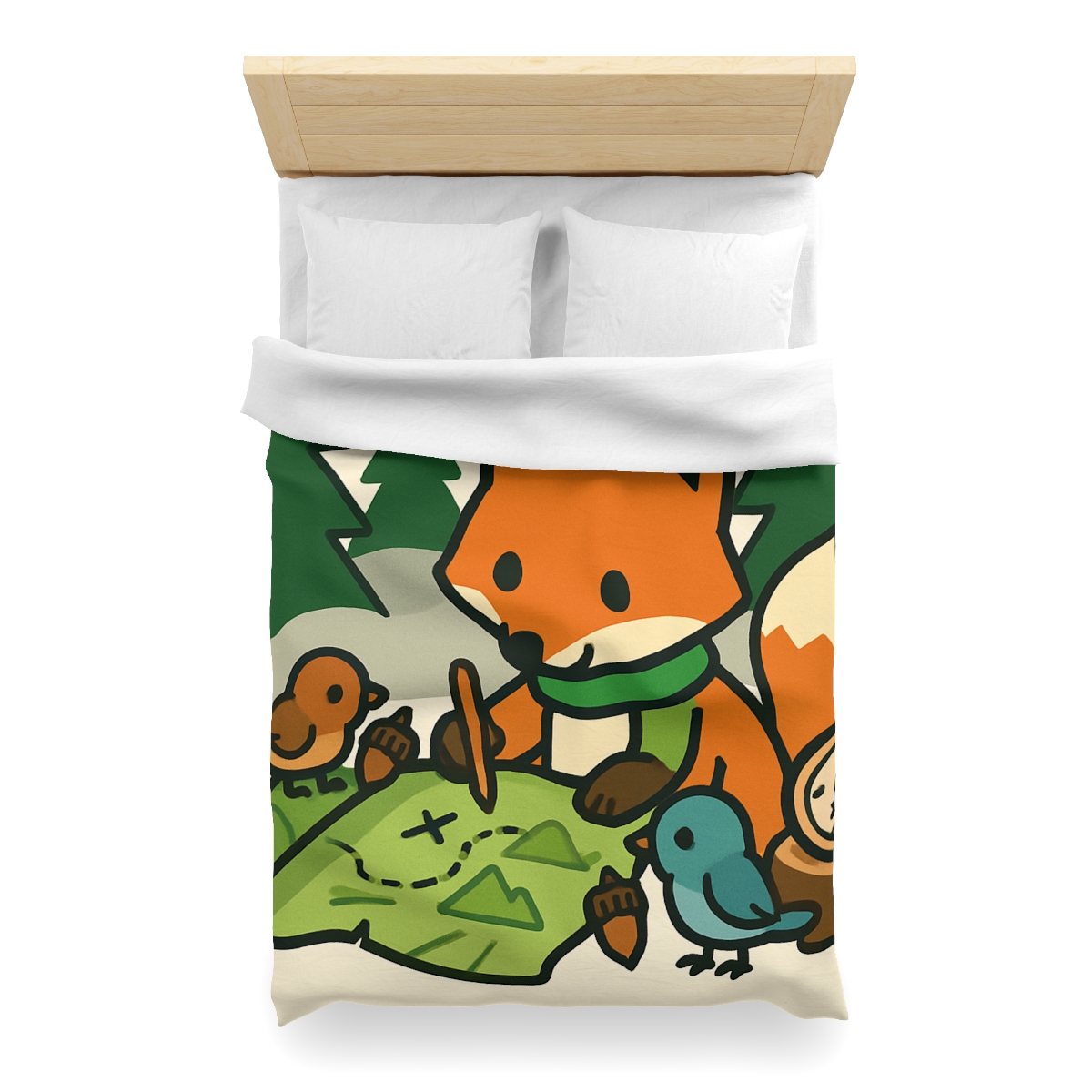 The Map Making Fox In Misty Pines duvets for gifts