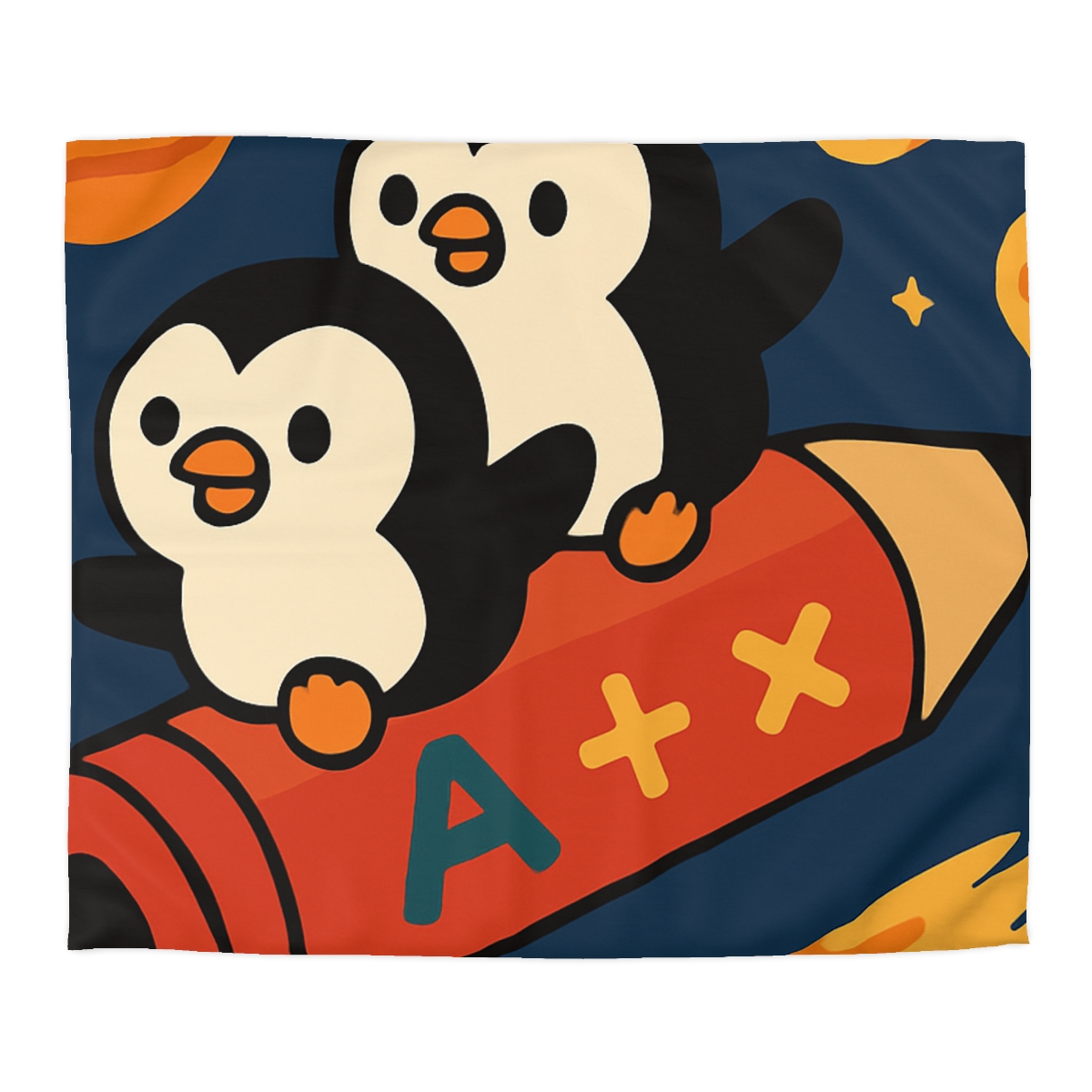 Rocket Riding Penguin Explorers trendy bedroom duvets